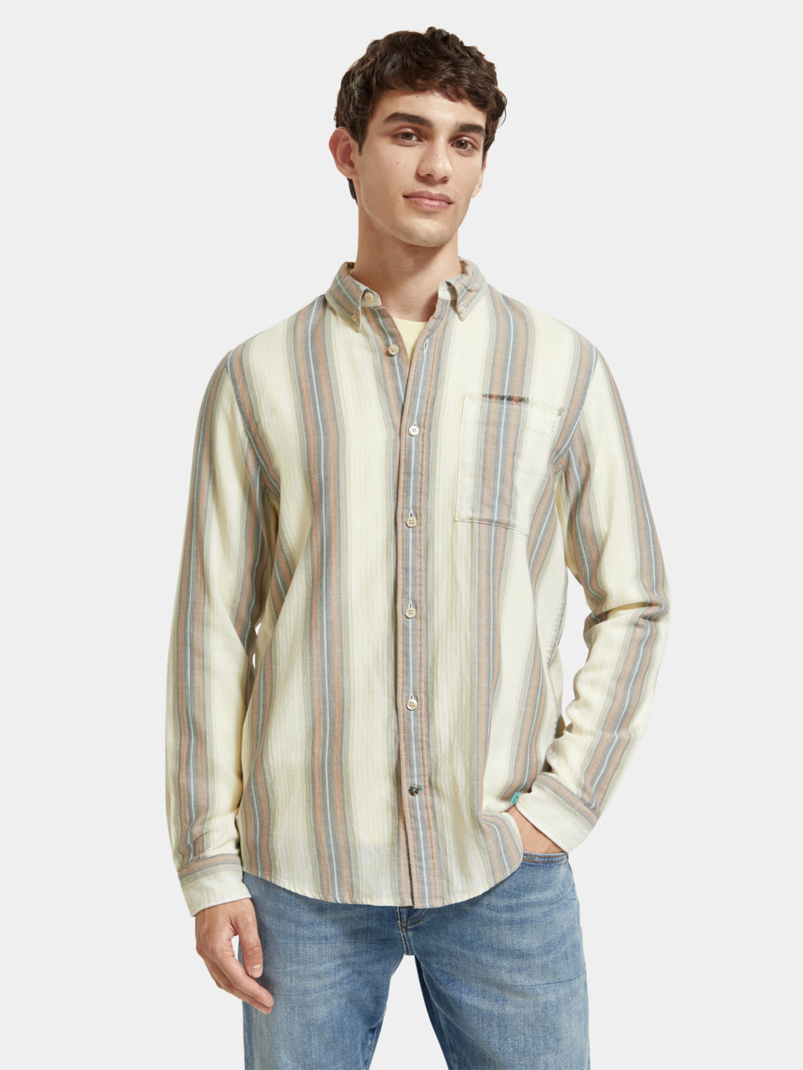Lightweight herringbone shirt - Scotch & Soda NZ