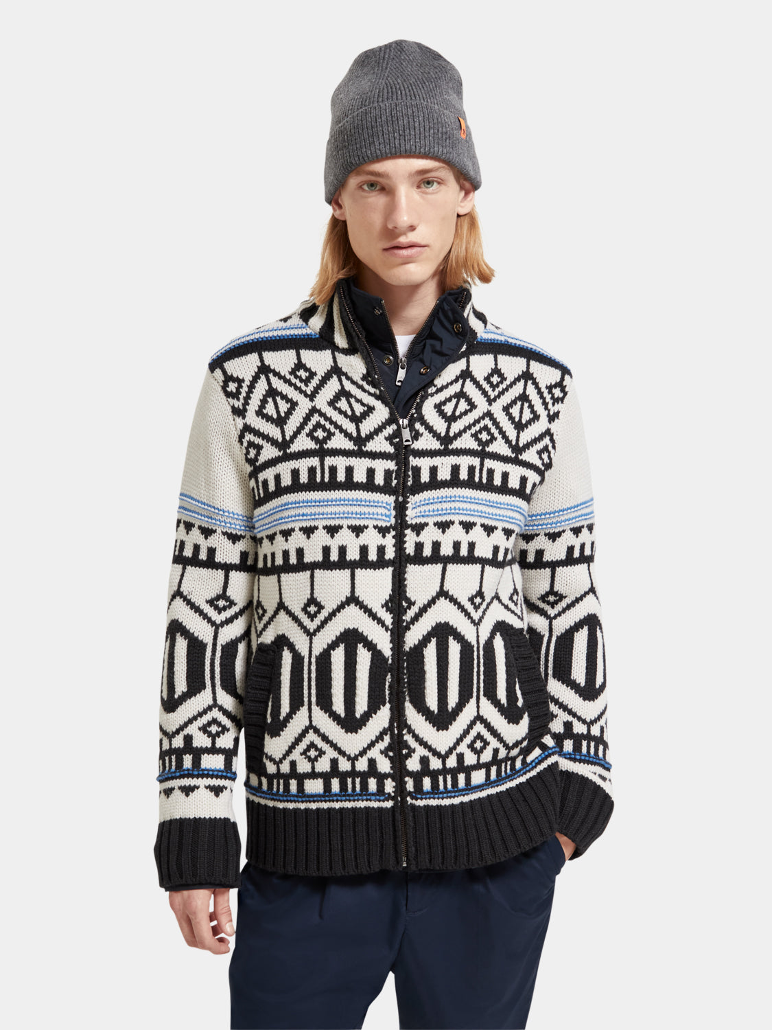 Chunky zip cardigan with detachable inner jacket - Scotch & Soda NZ