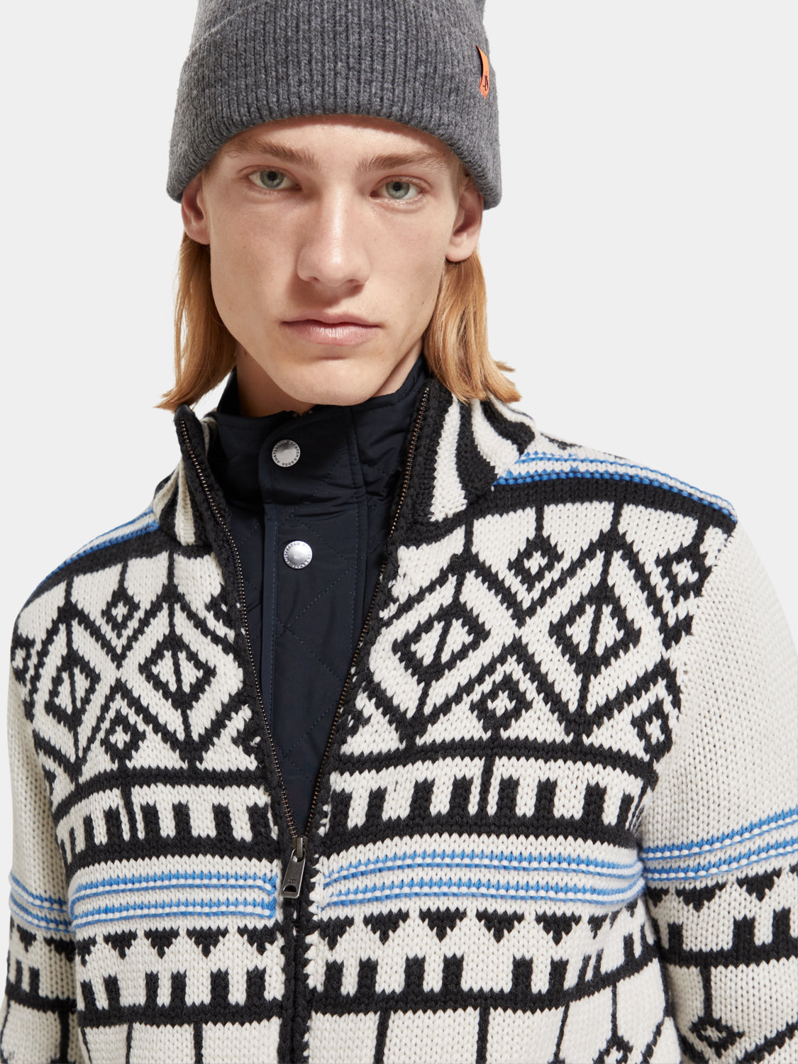 Chunky zip cardigan with detachable inner jacket - Scotch & Soda NZ