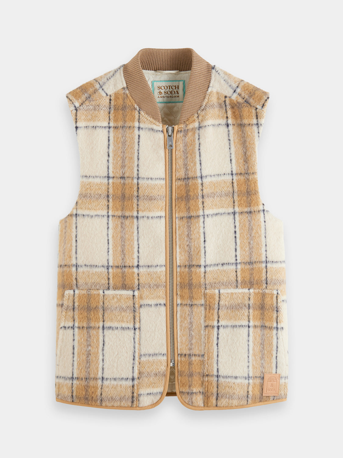 Zip-through check gilet