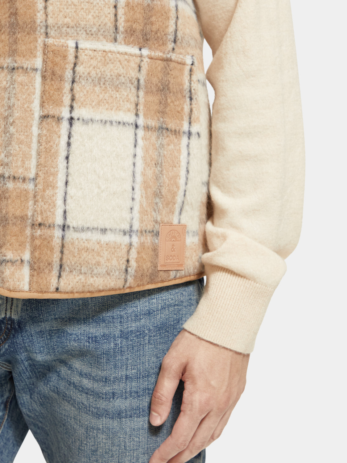 Wool blend zip-thru check gilet - Scotch & Soda NZ
