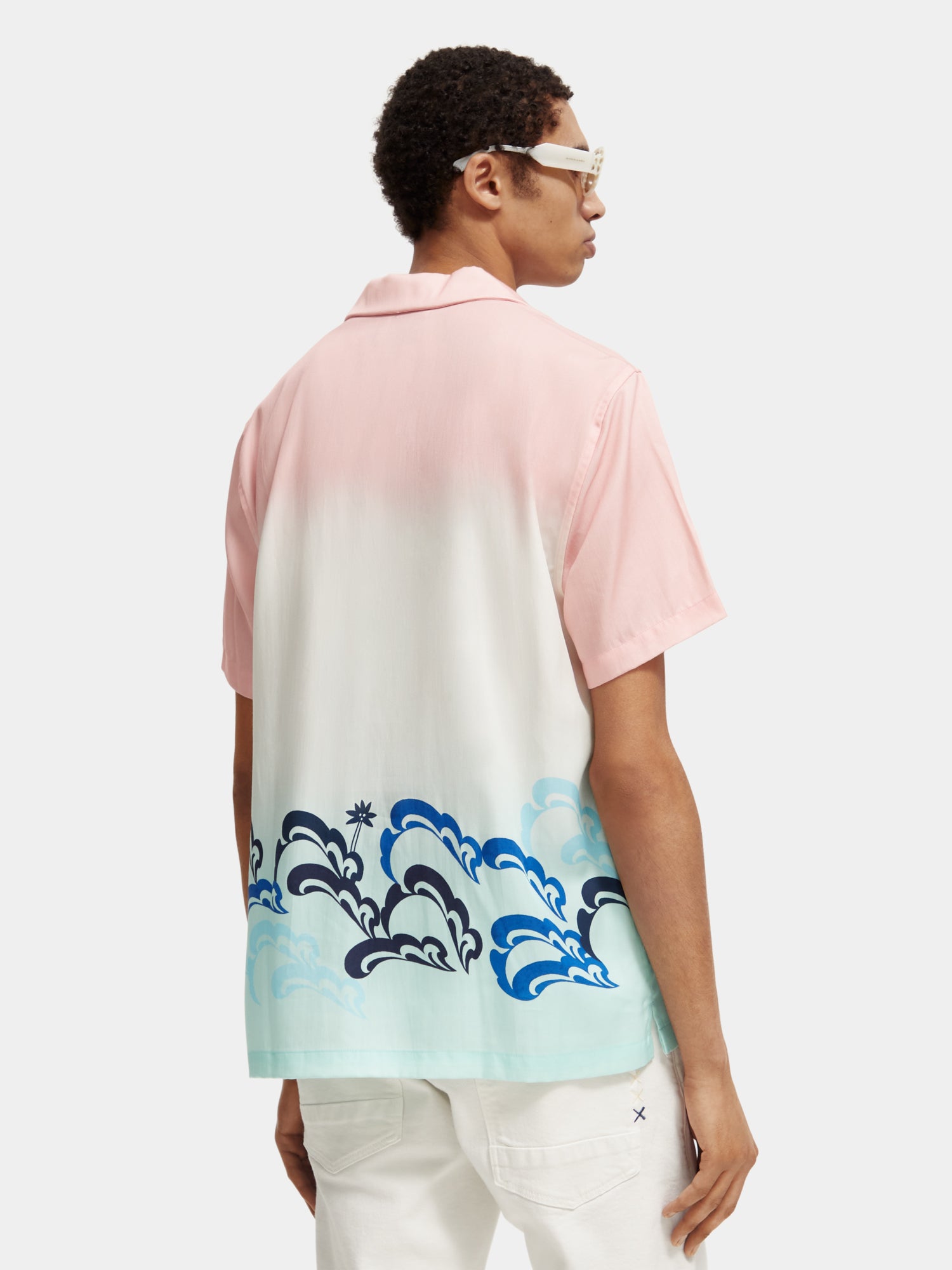 Unisex printed Born to Love camp shirt - Scotch & Soda NZ