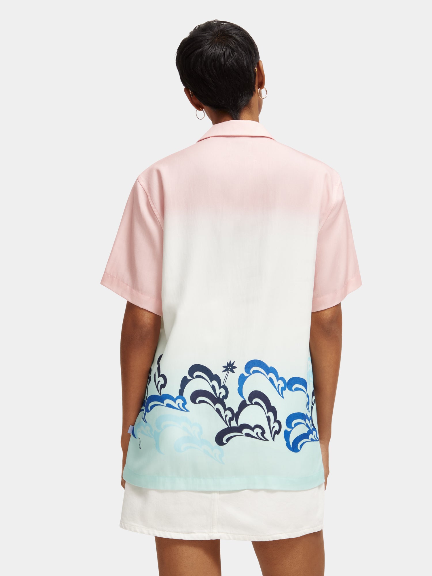 Unisex printed Born to Love camp shirt - Scotch & Soda NZ