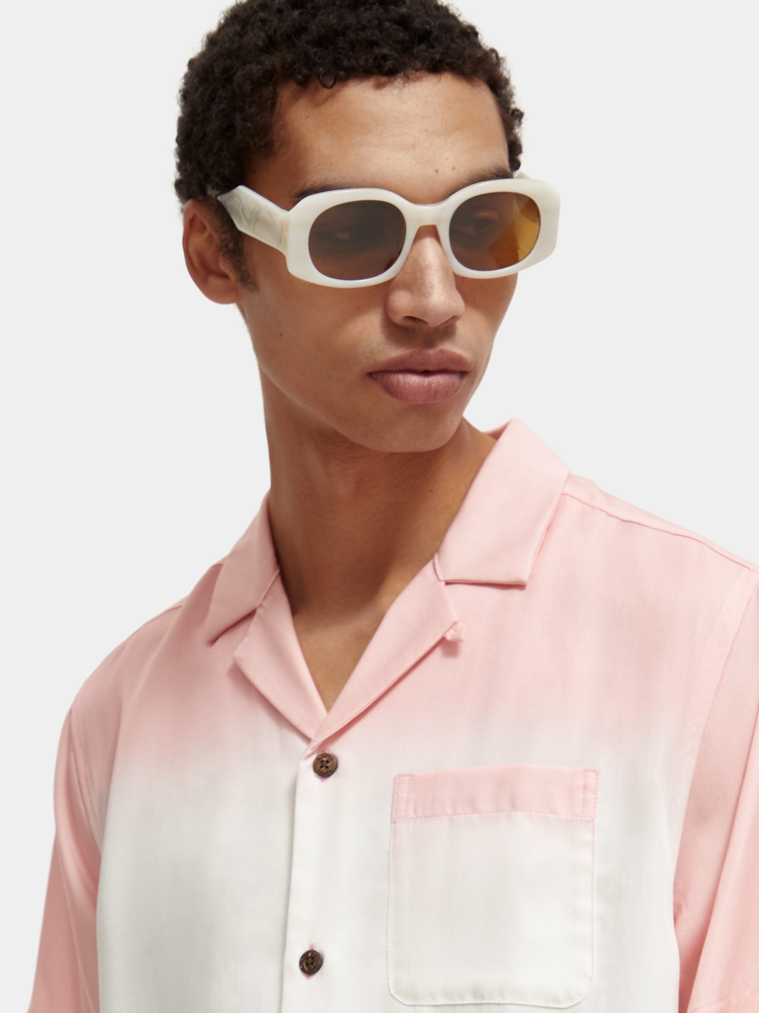 Unisex printed Born to Love camp shirt - Scotch & Soda NZ