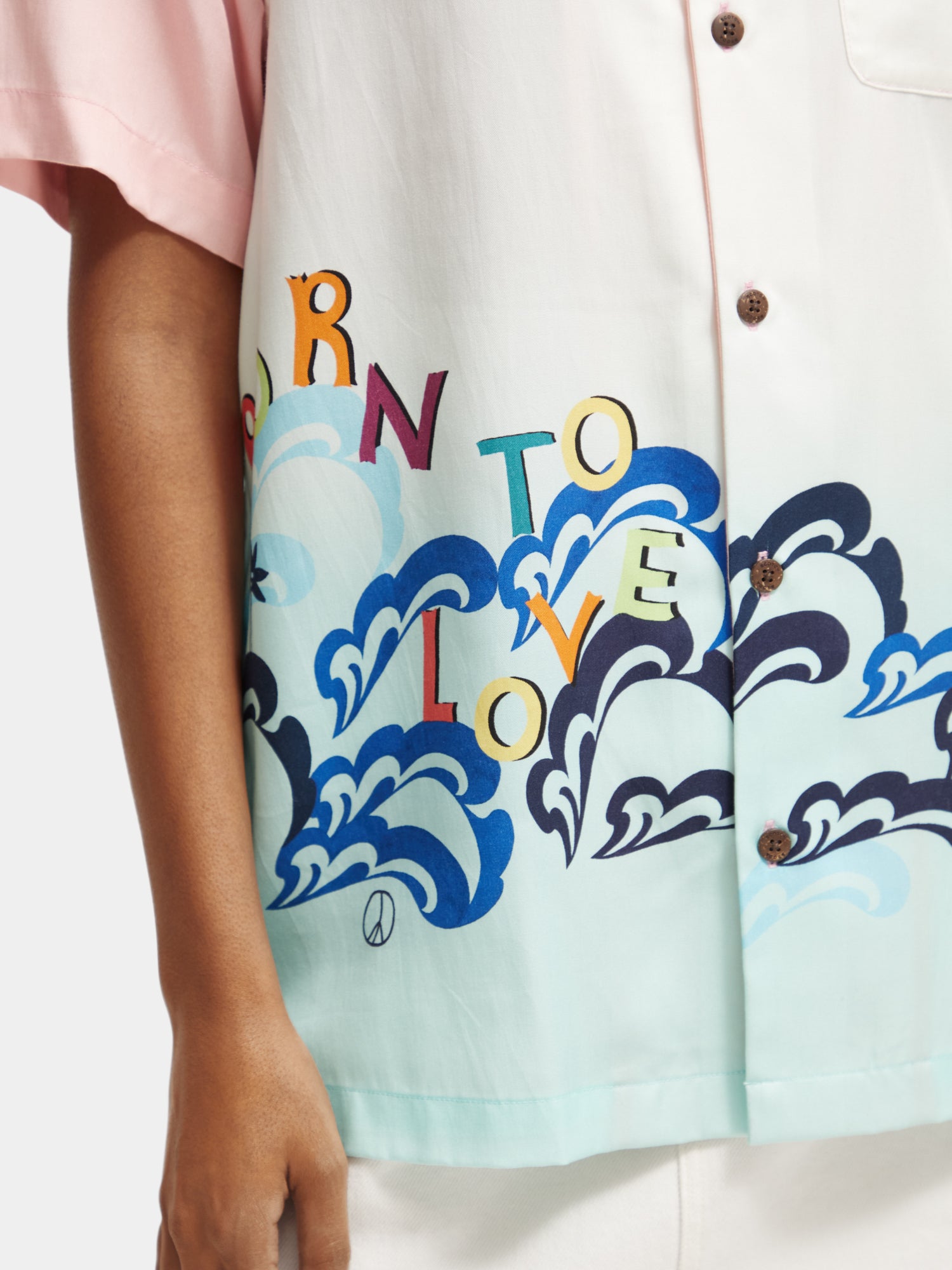 Unisex printed Born to Love camp shirt - Scotch & Soda NZ
