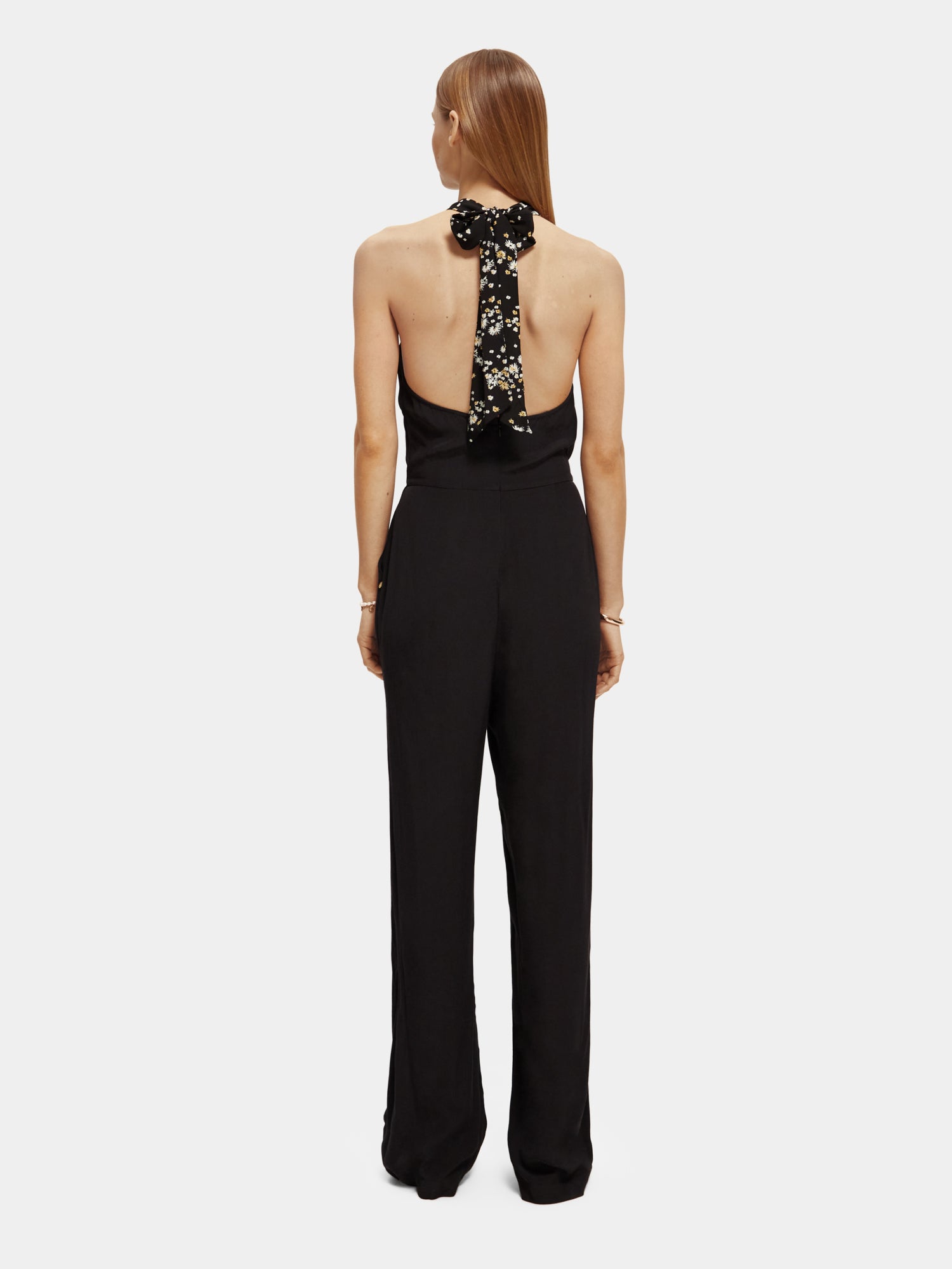 Contrast bow jumpsuit