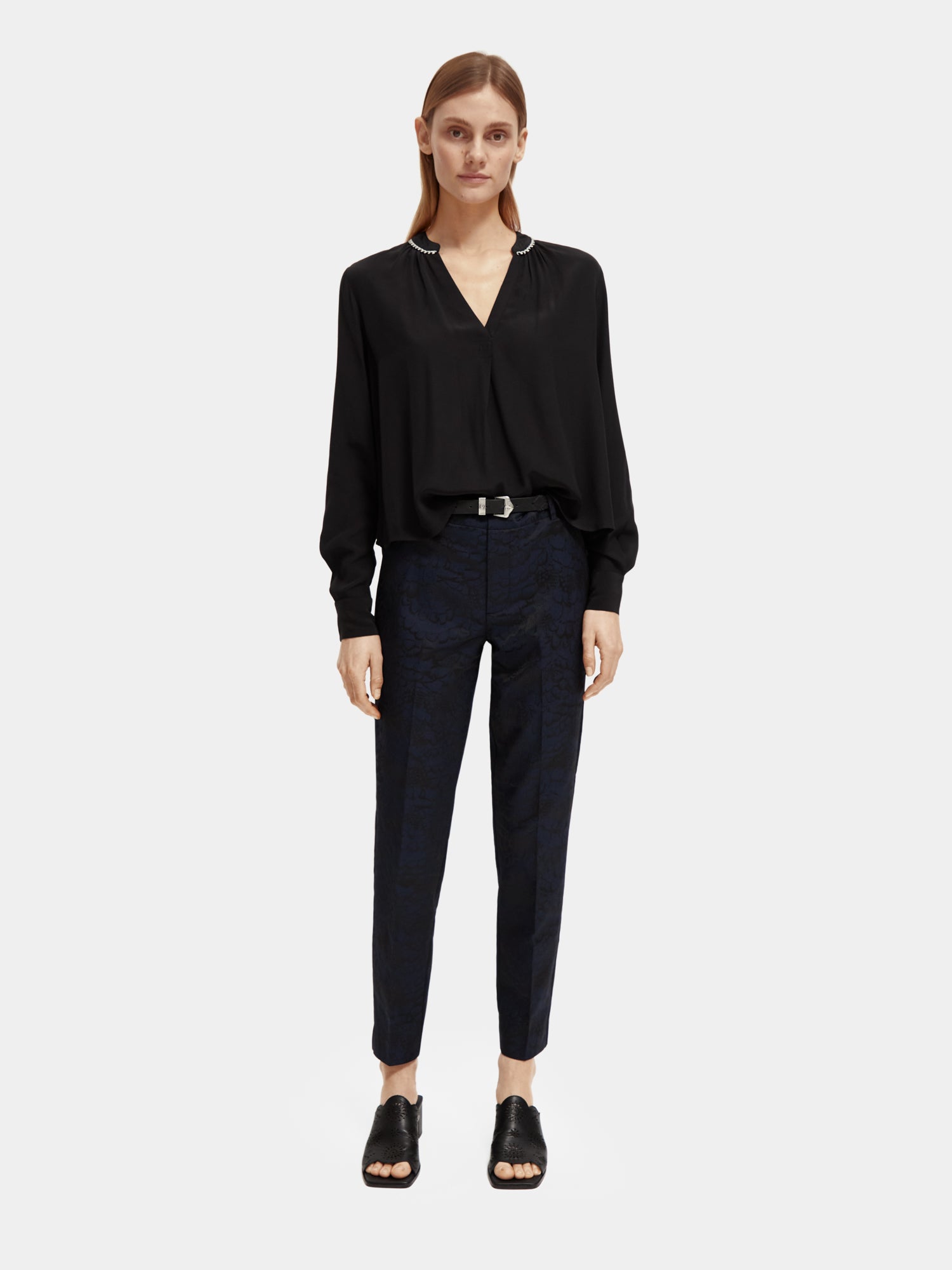 Lowry mid-rise slim-fit jacquard pants - Scotch & Soda NZ