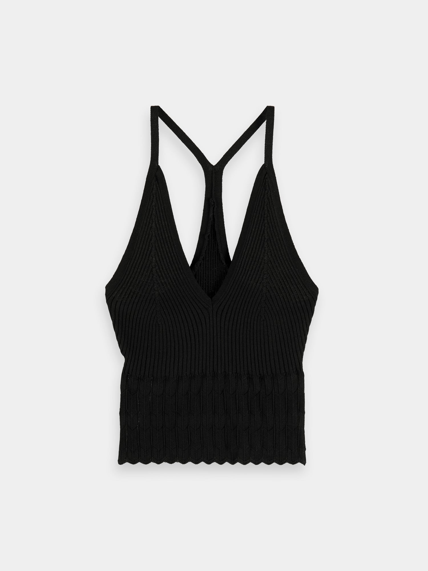 V-neck pointelle tank top