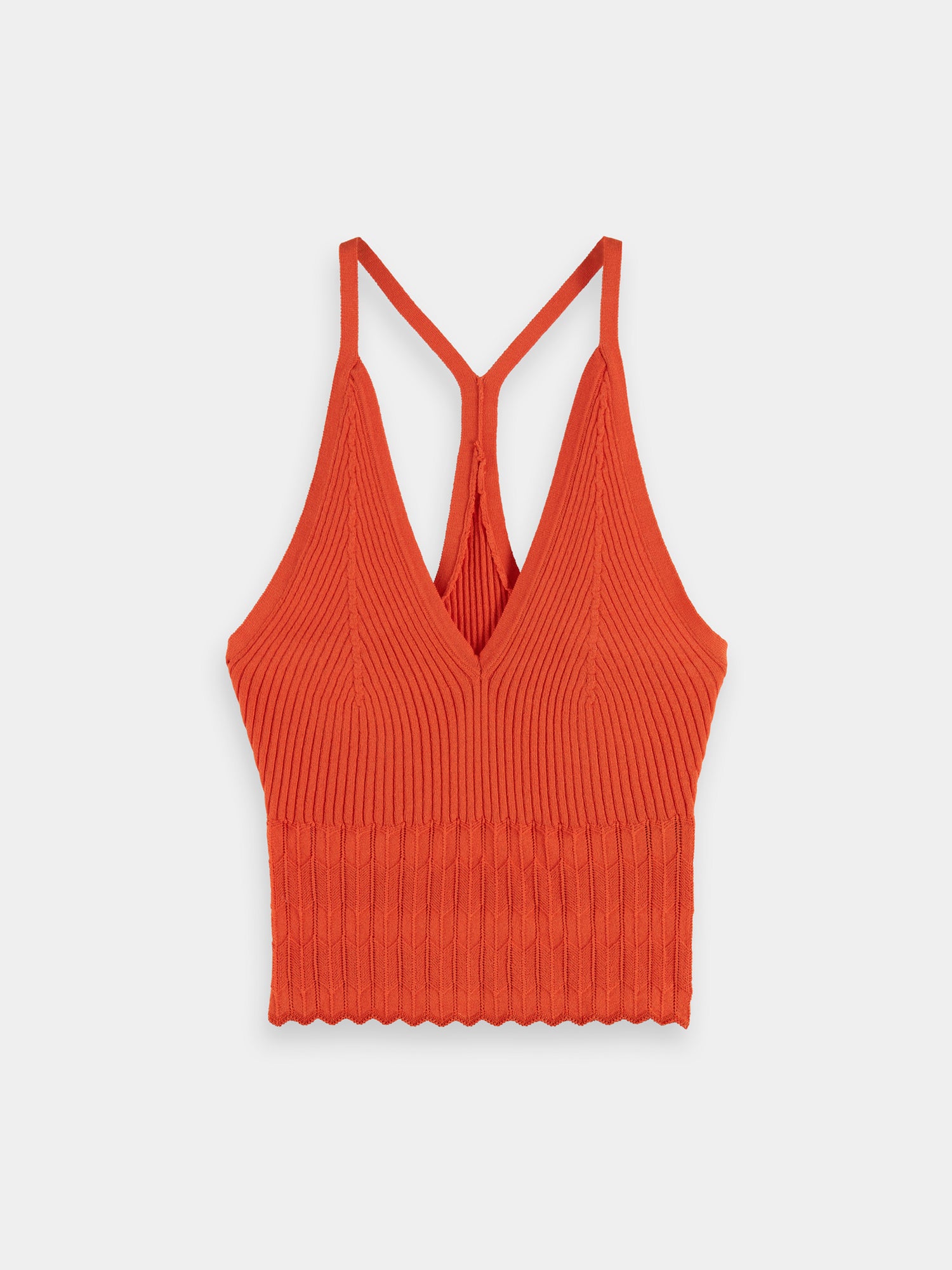 V-neck pointelle tank top