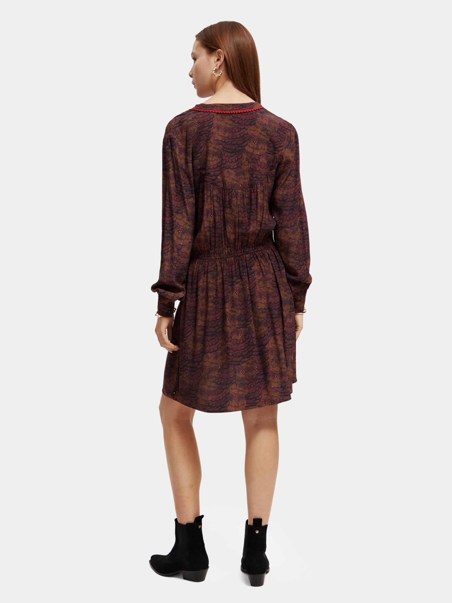 Long sleeved v-neck mini dress - Scotch & Soda NZ