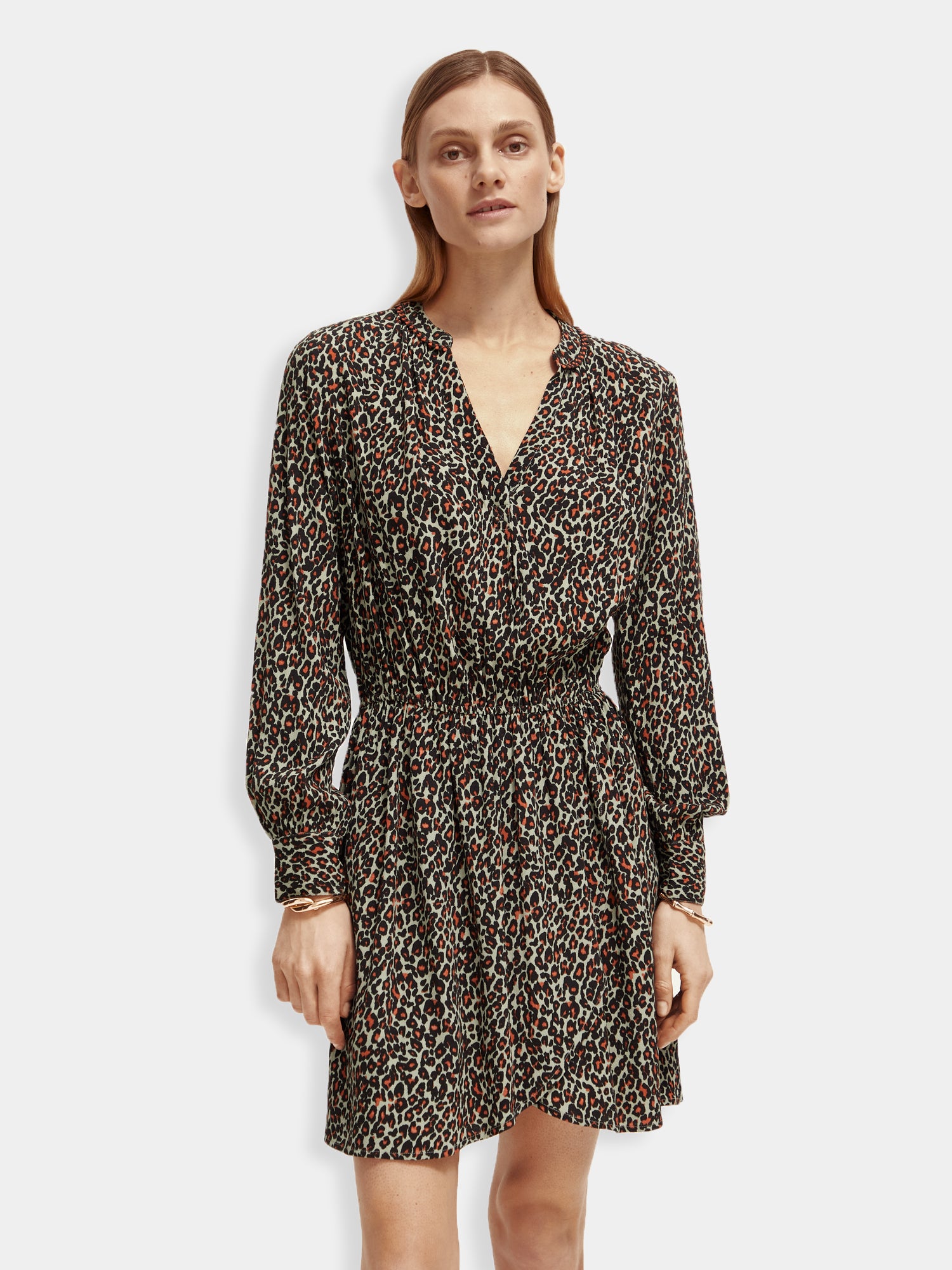 Long sleeved v-neck mini dress - Scotch & Soda NZ