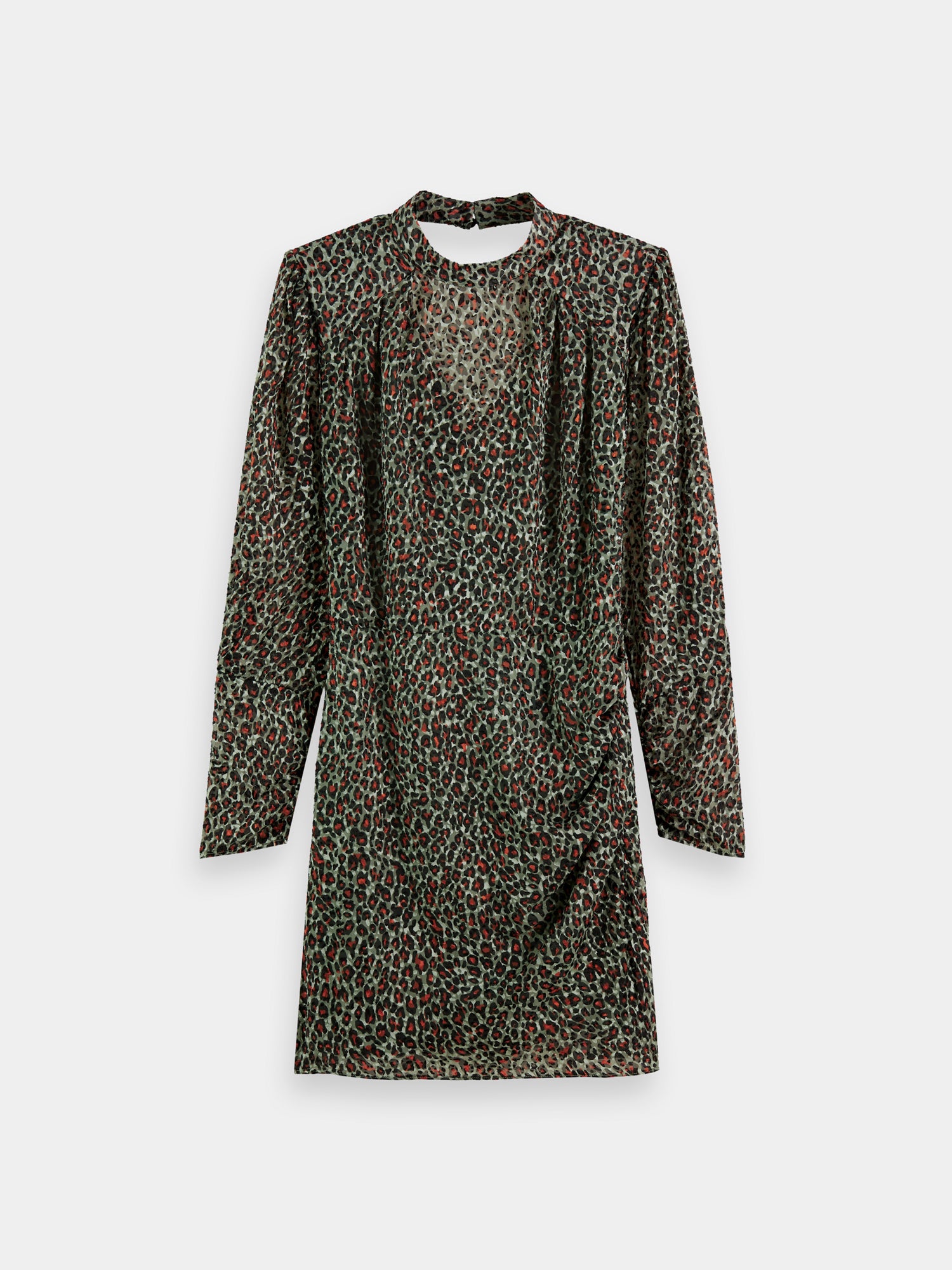 SCOTCH & SODA black mock neck mini dress with long sleeves, fitted silhouette, and stylish design.