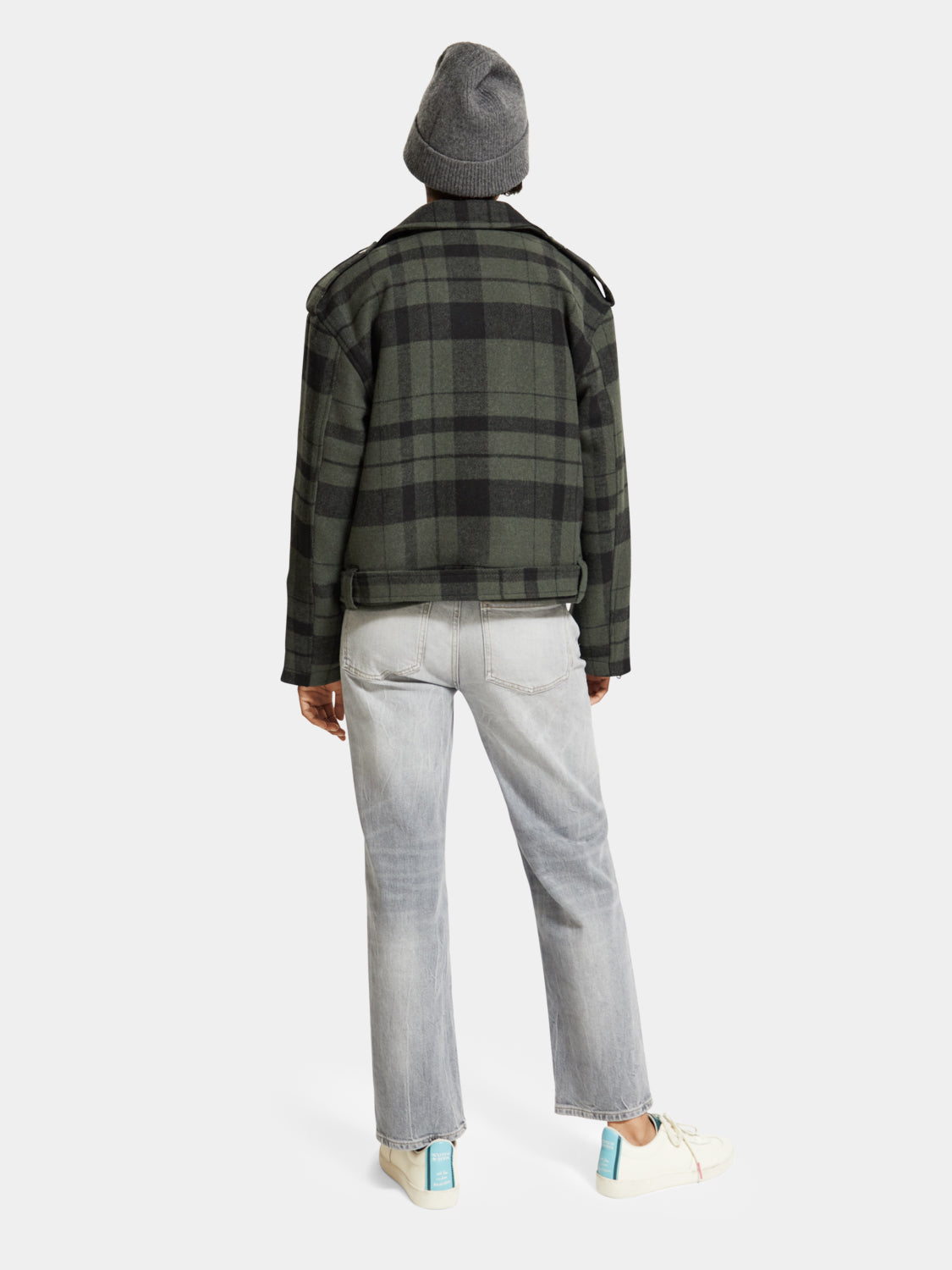 Green check biker jacket - Scotch & Soda NZ