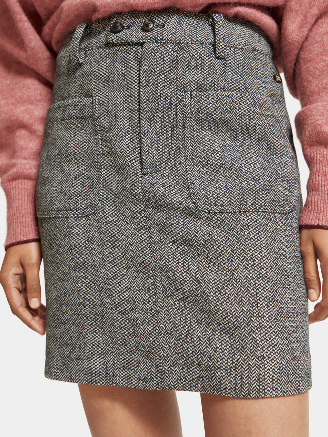 Herringbone high-rise mini skirt - Scotch & Soda NZ
