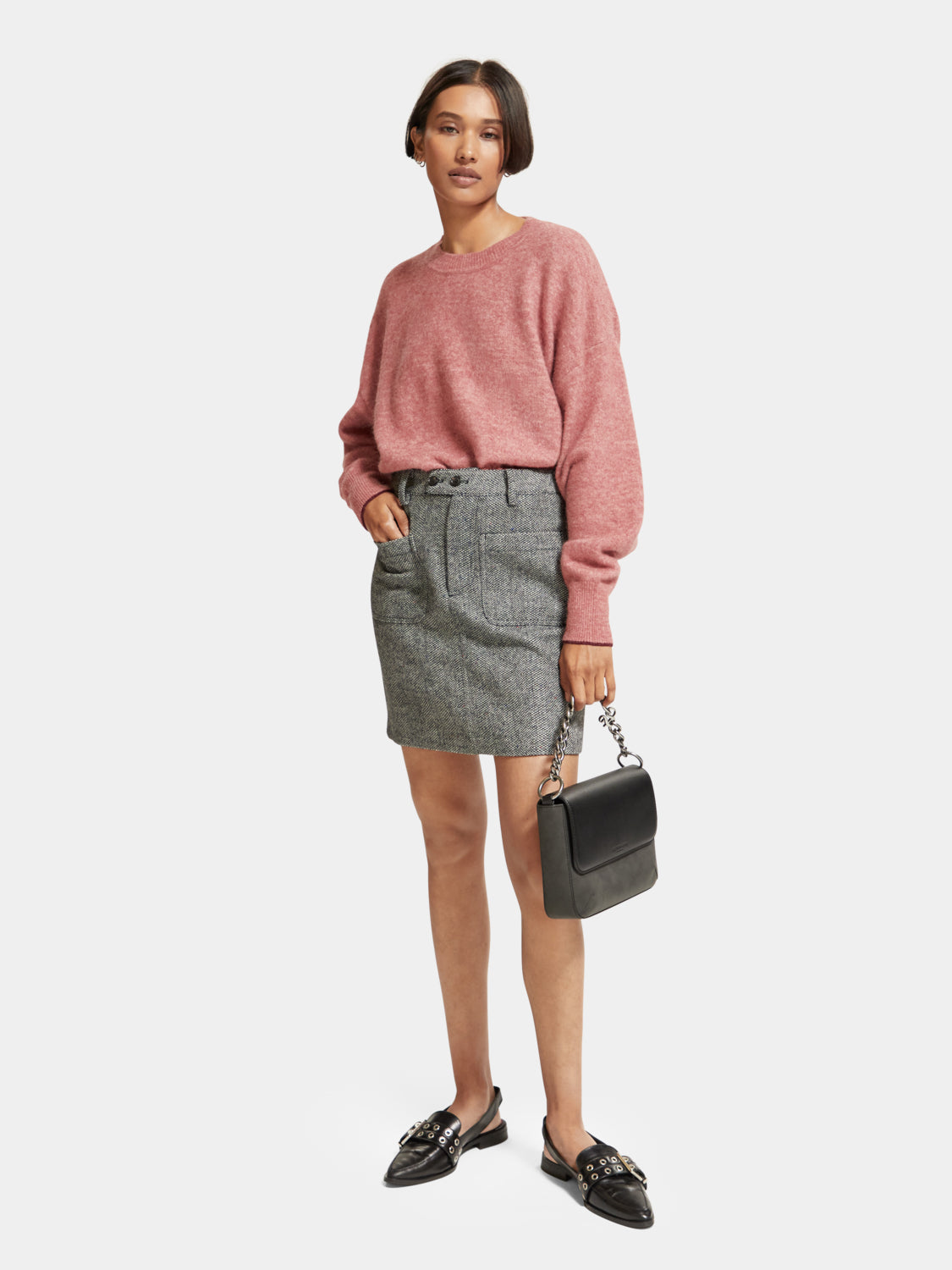 Herringbone high-rise mini skirt - Scotch & Soda NZ