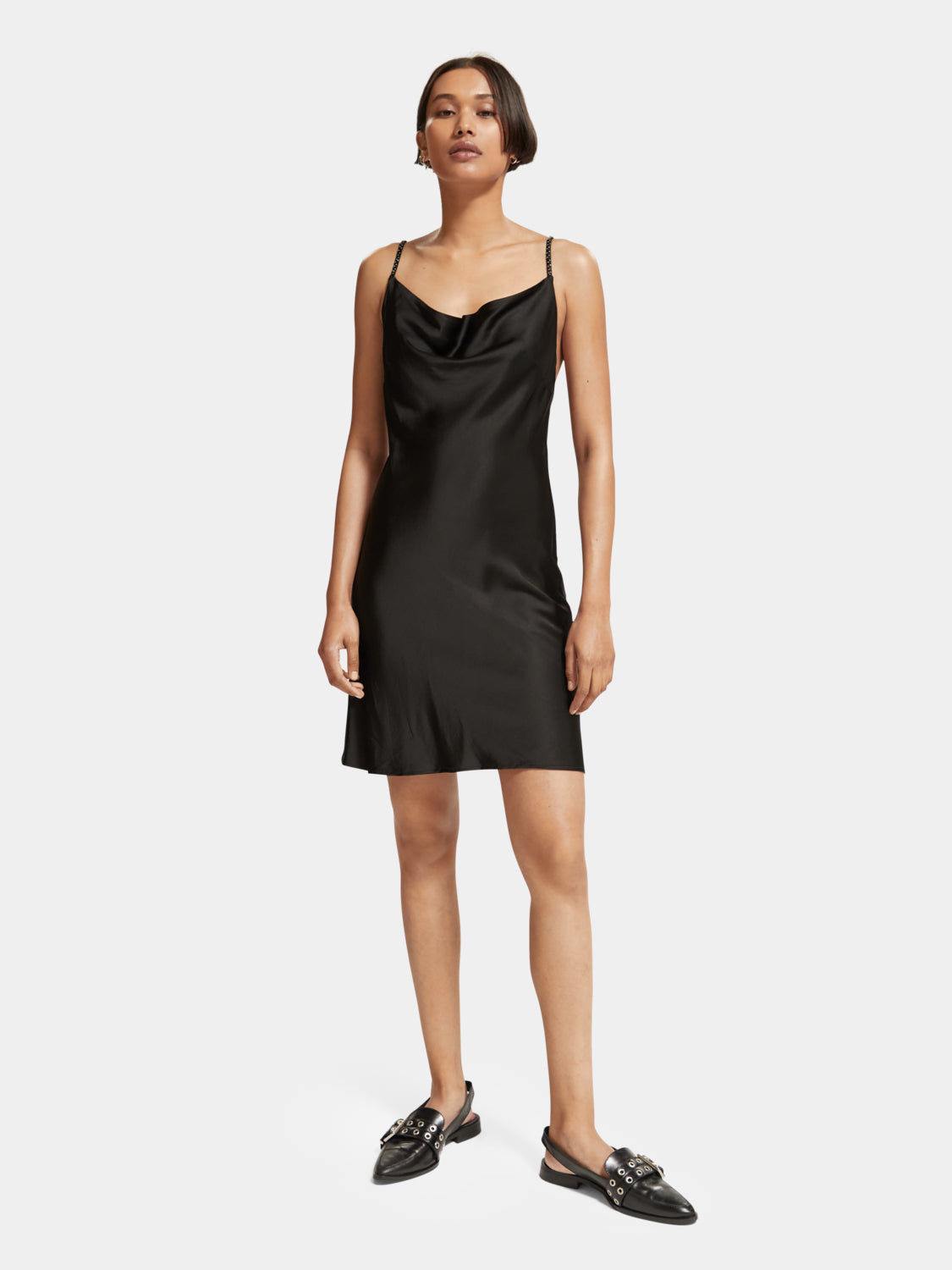 SCOTCH & SODA cowl neck camisole mini dress, sleeveless with flowing fabric, perfect for stylish evening wear or casual outings.