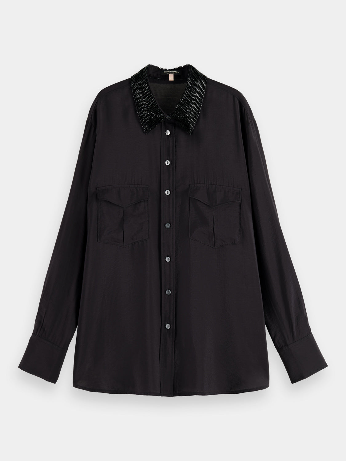 Relaxed-fit shirt with beaded collar - Scotch & Soda NZ