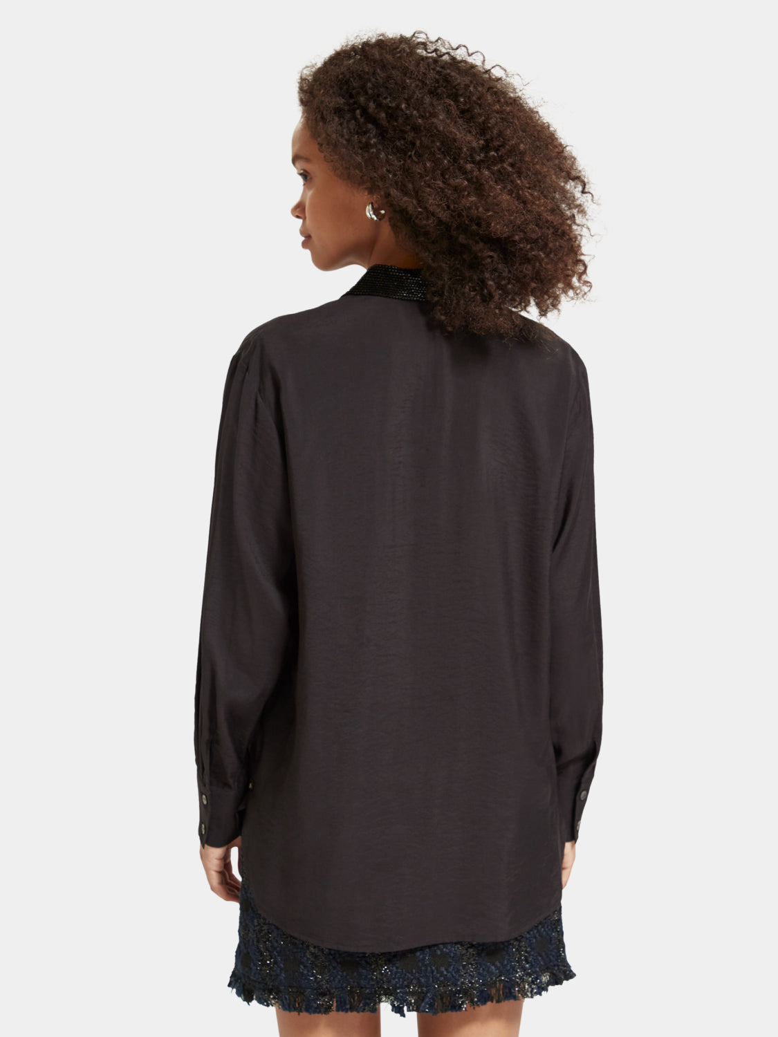 Relaxed-fit shirt with beaded collar - Scotch & Soda NZ