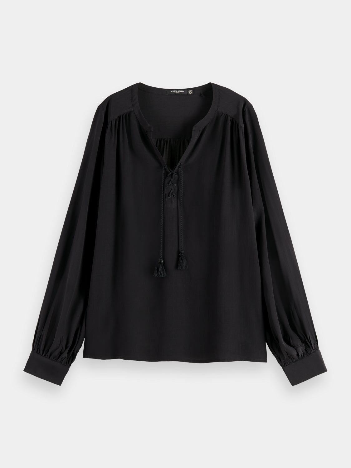 Lace-up blouse with balloon sleeves - Scotch & Soda NZ