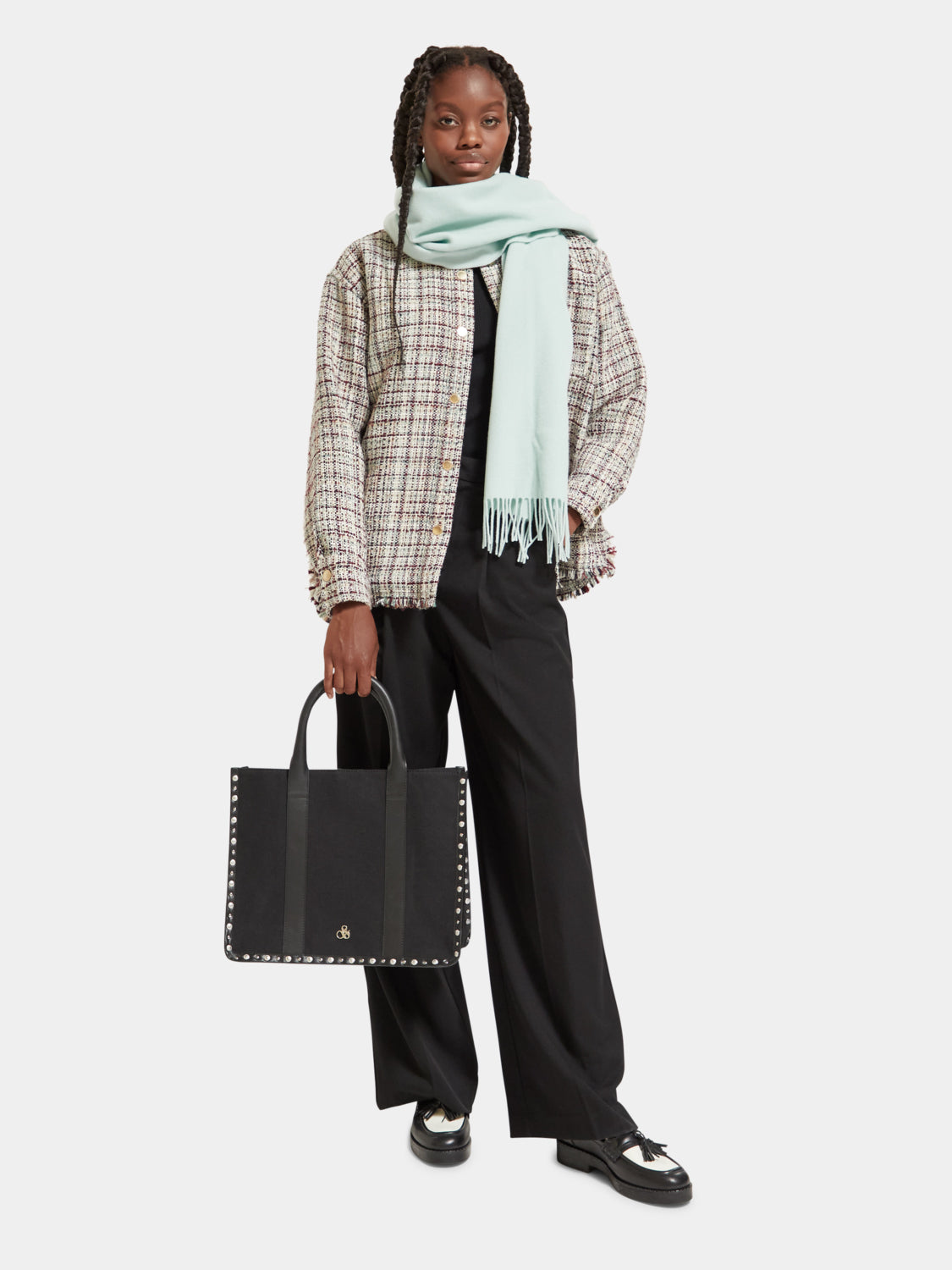 Canvas shopper with studs and leather trimming - Scotch & Soda NZ