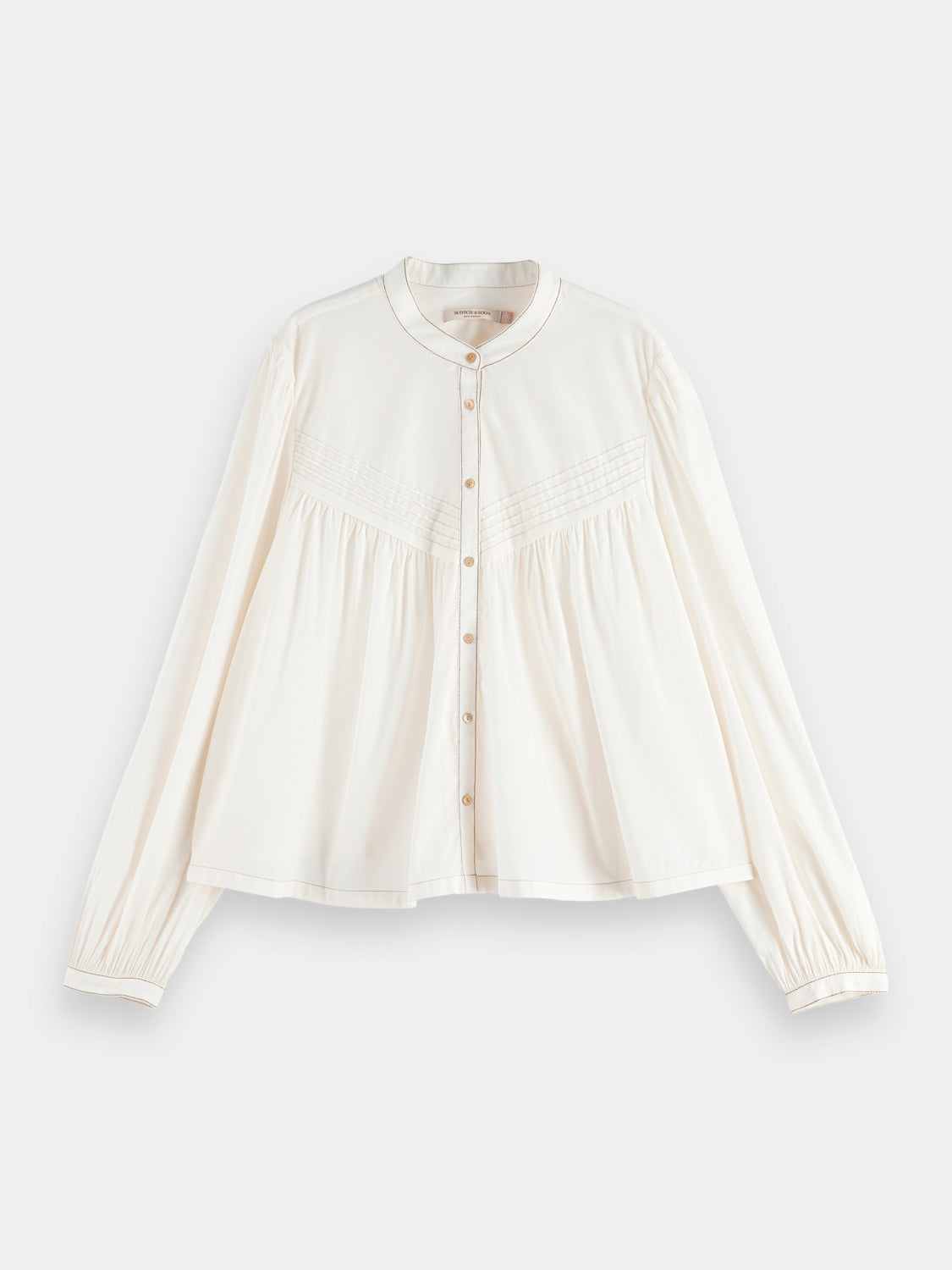 Shirt with pin tuck yoke and gathering - Scotch & Soda NZ