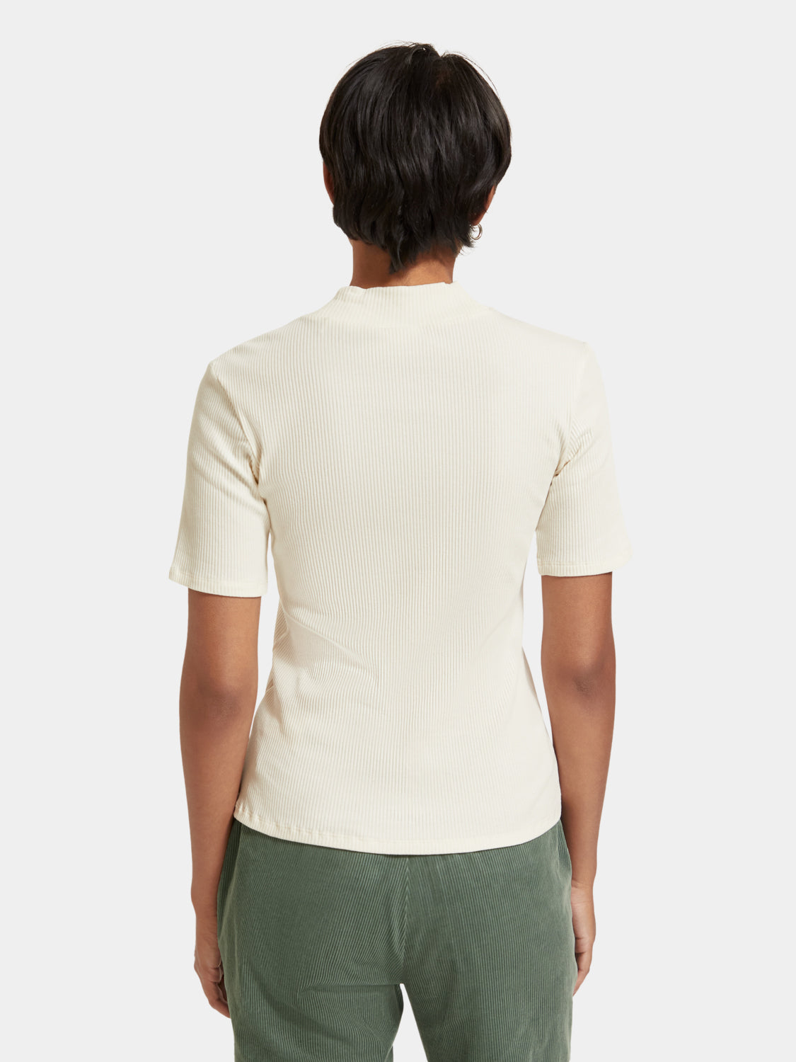 Mock neck ribbed slim-fit top - Scotch & Soda NZ