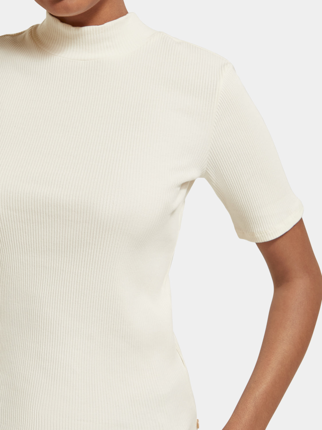 Mock neck ribbed slim-fit top - Scotch & Soda NZ