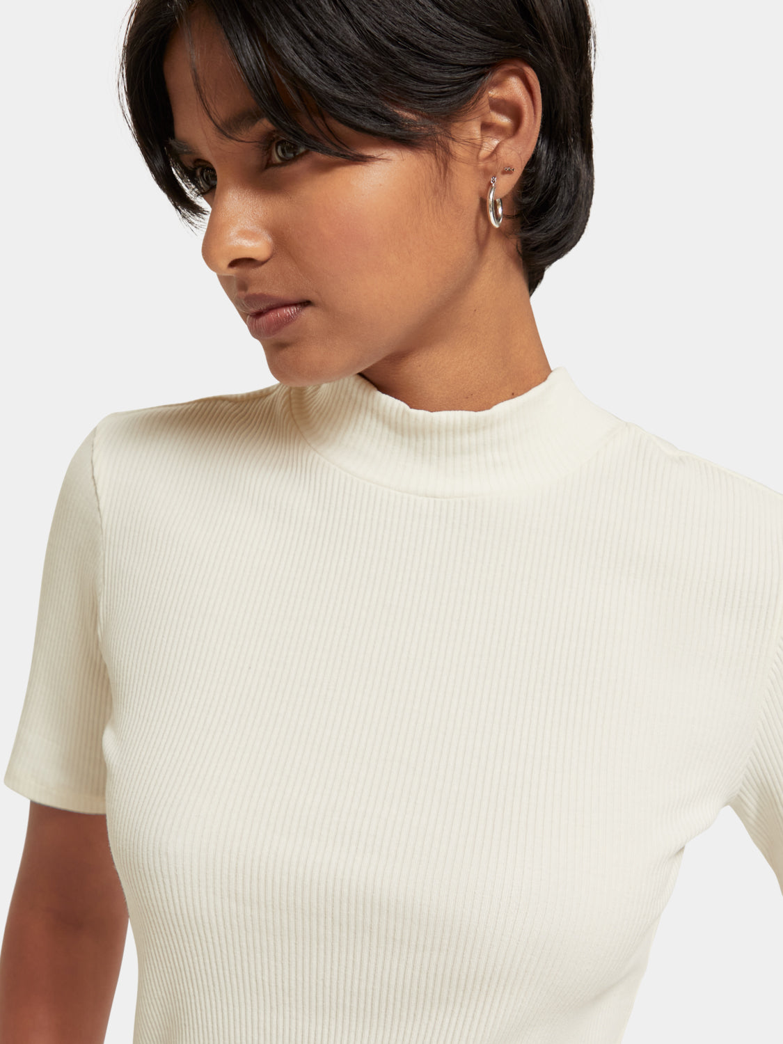 Mock neck ribbed slim-fit top - Scotch & Soda NZ