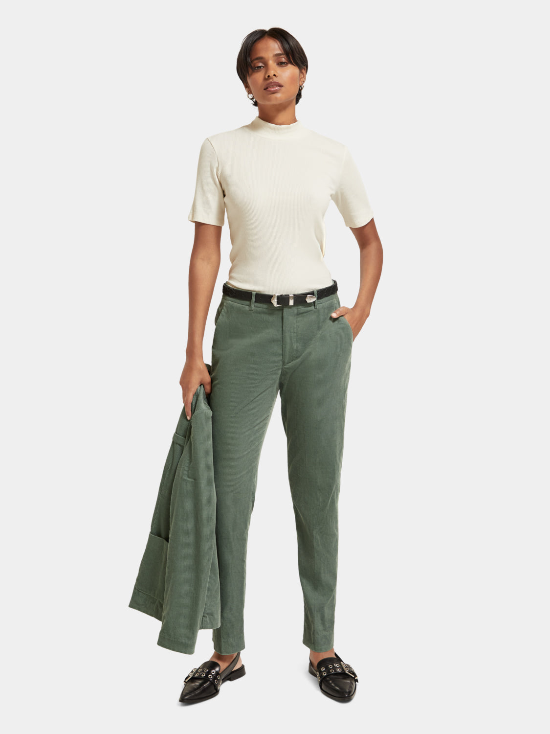 Mock neck ribbed slim-fit top - Scotch & Soda NZ