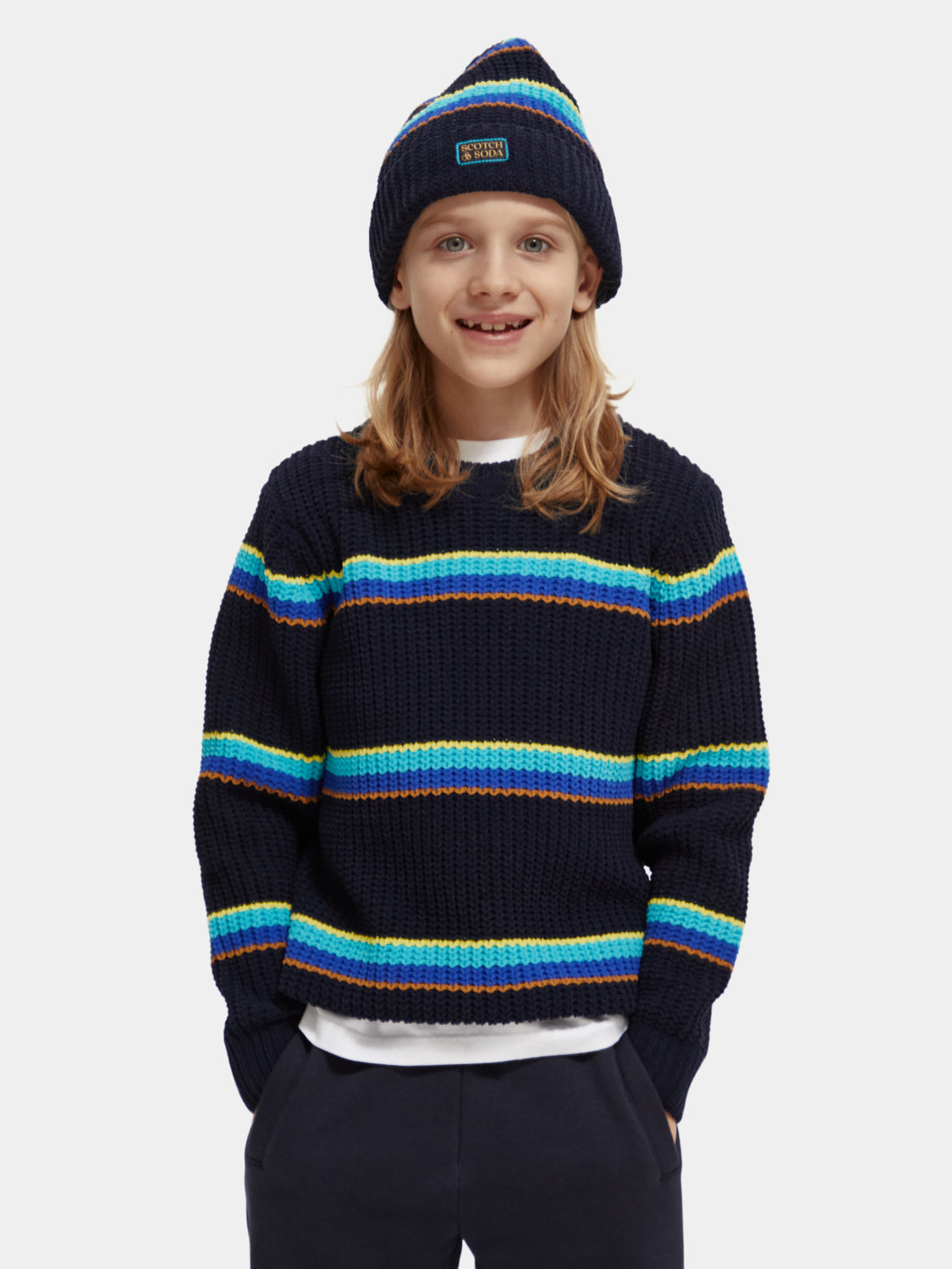 Kids - Yarn-dyed striped sweater - Scotch & Soda NZ