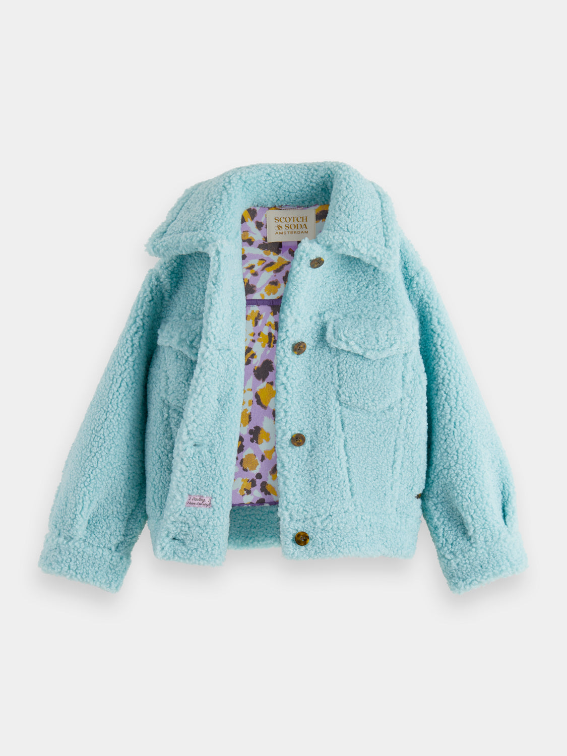 Kids - Boxy-fit bonded teddy trucker jacket - Scotch & Soda NZ