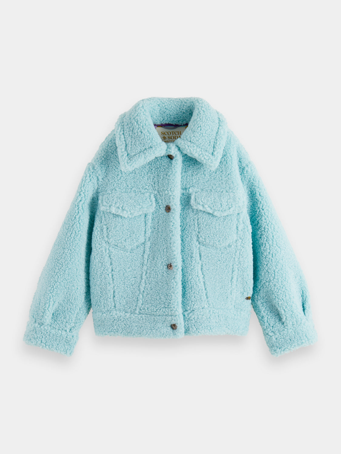 Kids - Boxy-fit bonded teddy trucker jacket - Scotch & Soda NZ