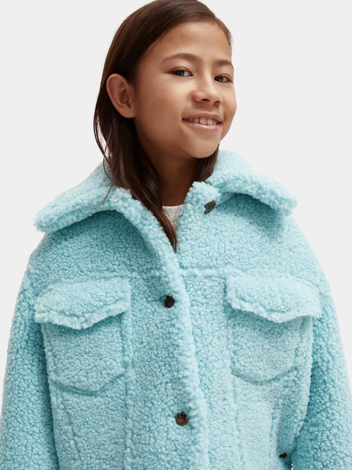 Kids - Boxy-fit bonded teddy trucker jacket - Scotch & Soda NZ