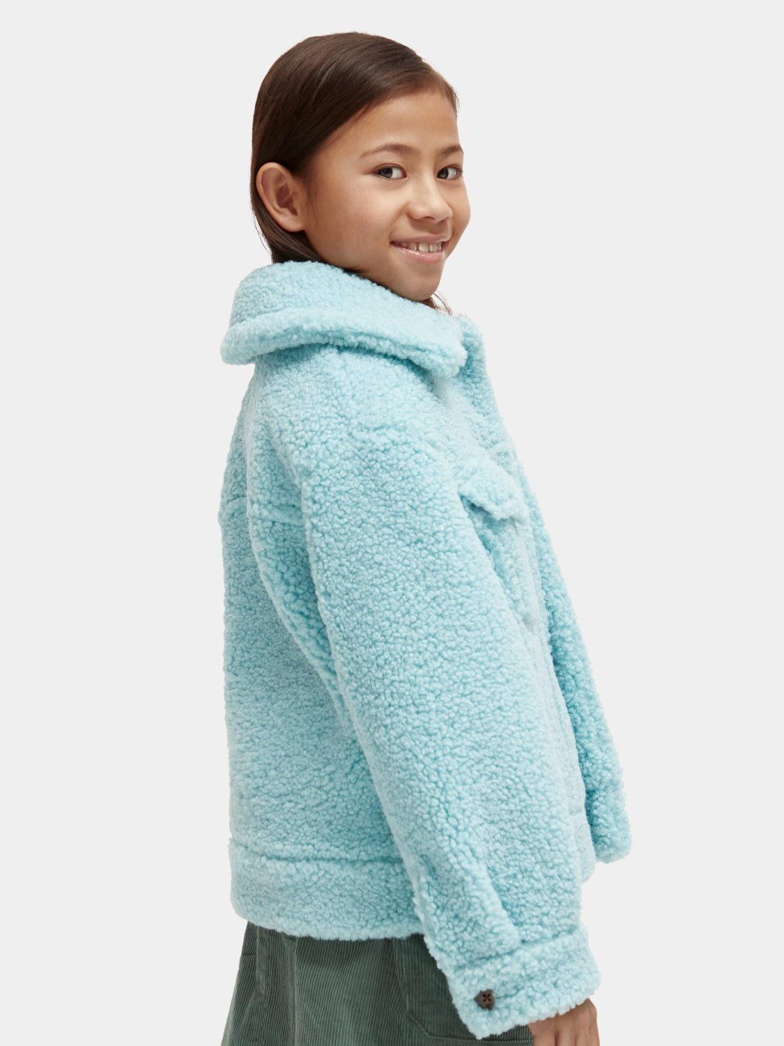 Kids - Boxy-fit bonded teddy trucker jacket - Scotch & Soda NZ