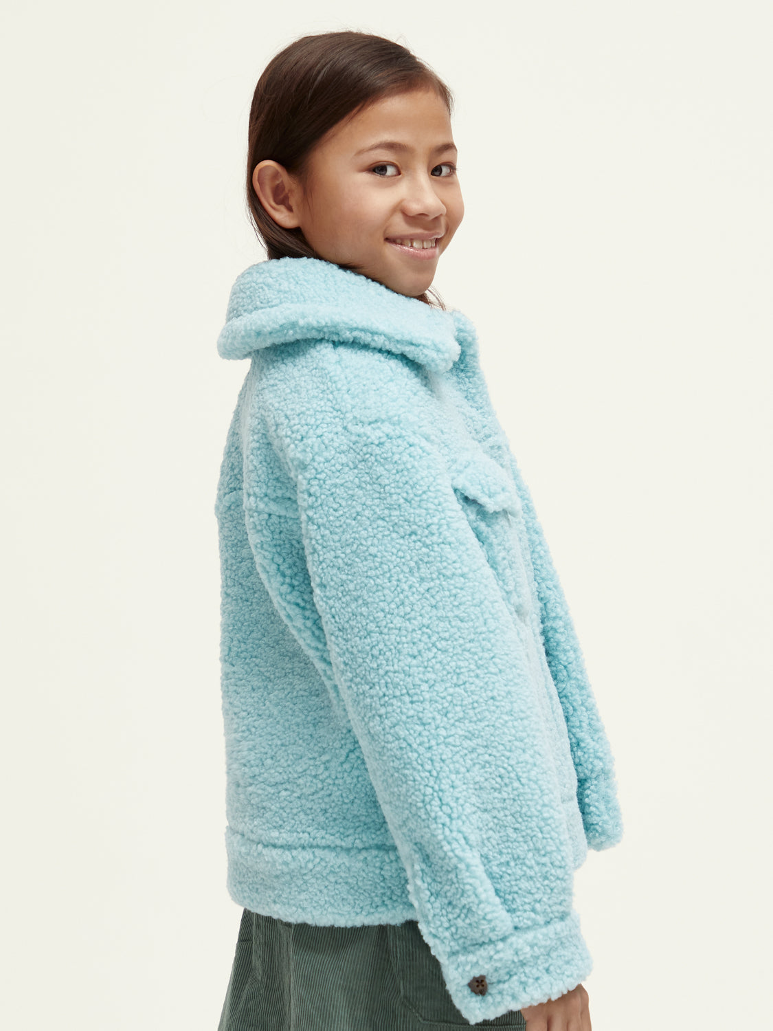 Kids - Boxy-fit bonded teddy trucker jacket - Scotch & Soda NZ