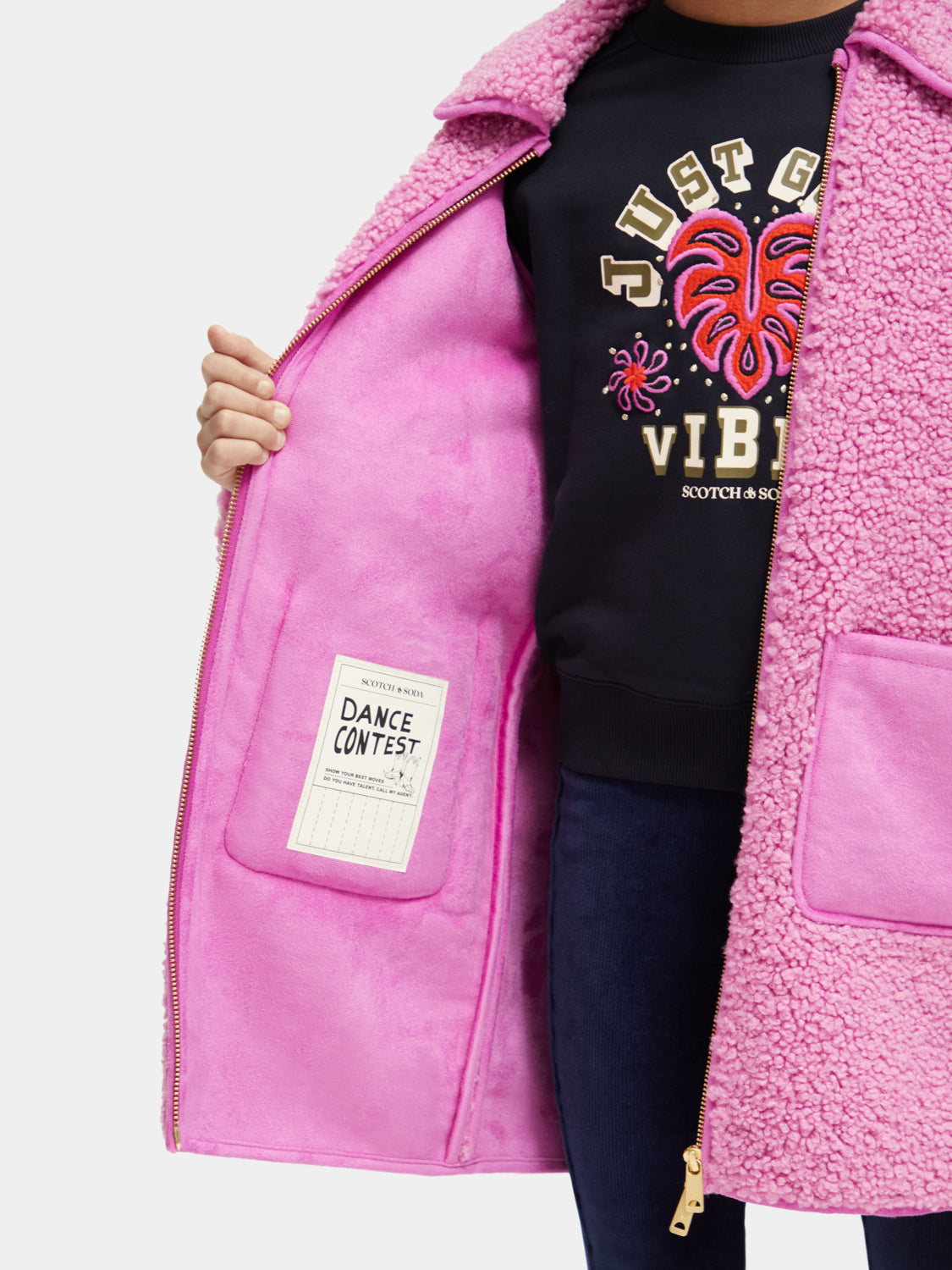 Kids - Longer-length bonded teddy jacket - Scotch & Soda NZ