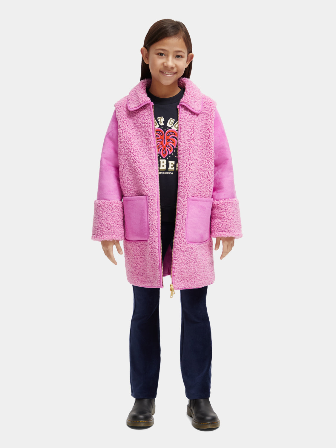 Kids - Longer-length bonded teddy jacket - Scotch & Soda NZ