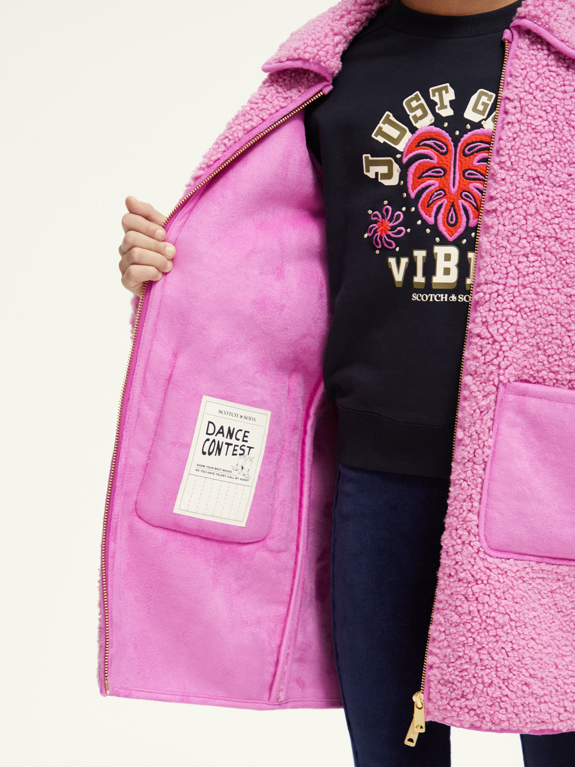 Kids - Longer-length bonded teddy jacket - Scotch & Soda NZ