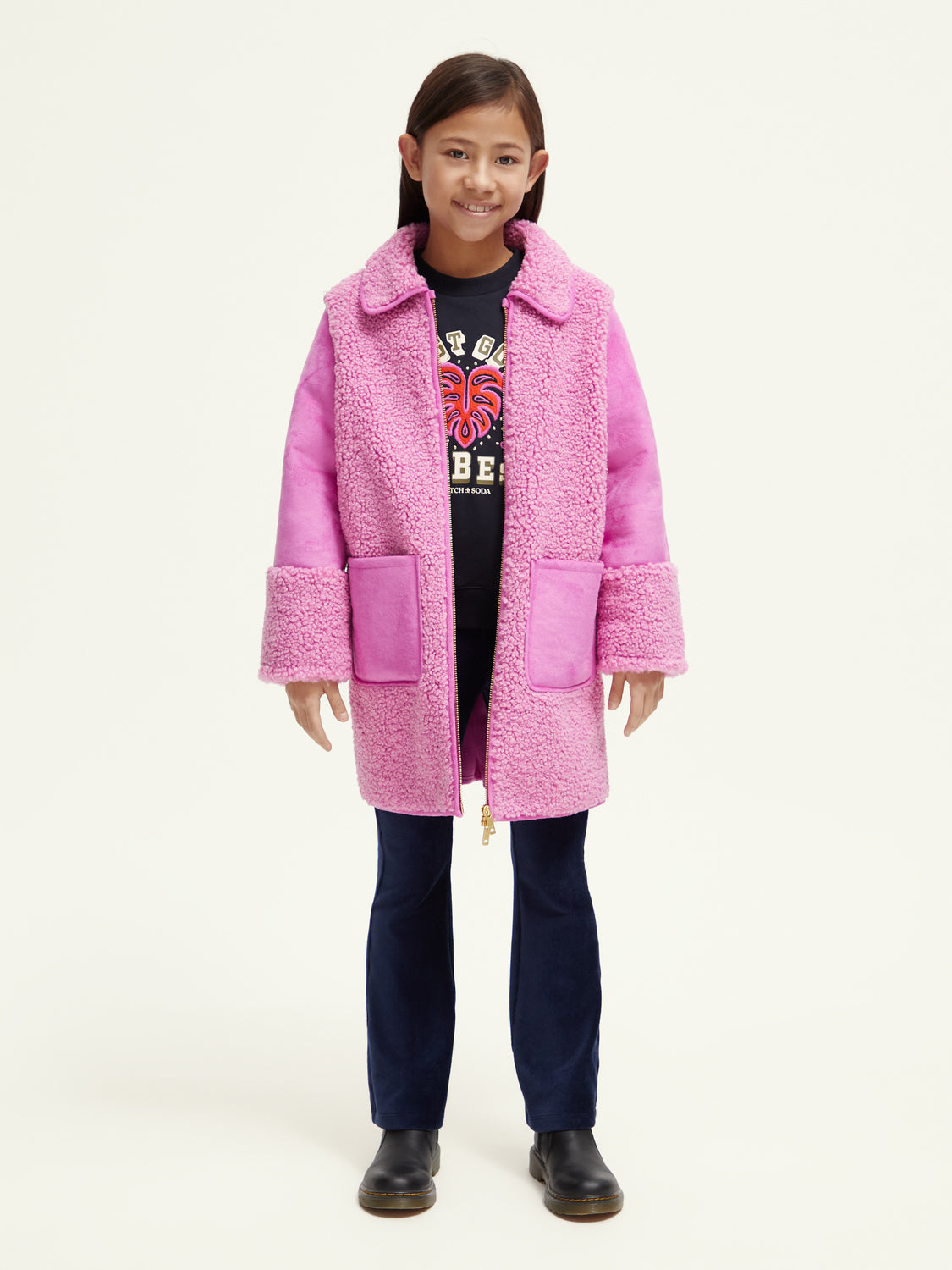 Kids - Longer-length bonded teddy jacket - Scotch & Soda NZ
