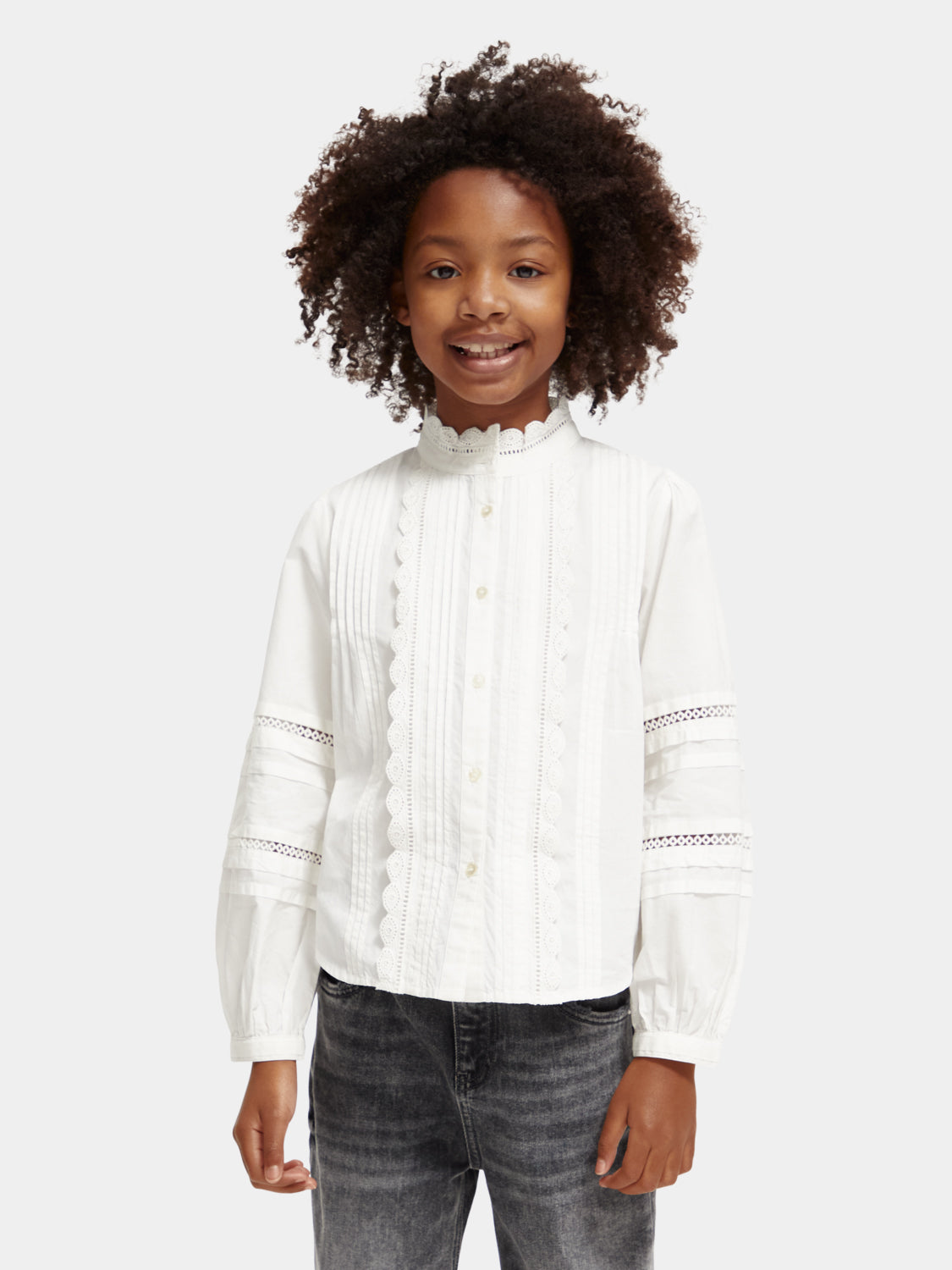 Kids - Long-sleeved broderie anglaise top - Scotch & Soda NZ