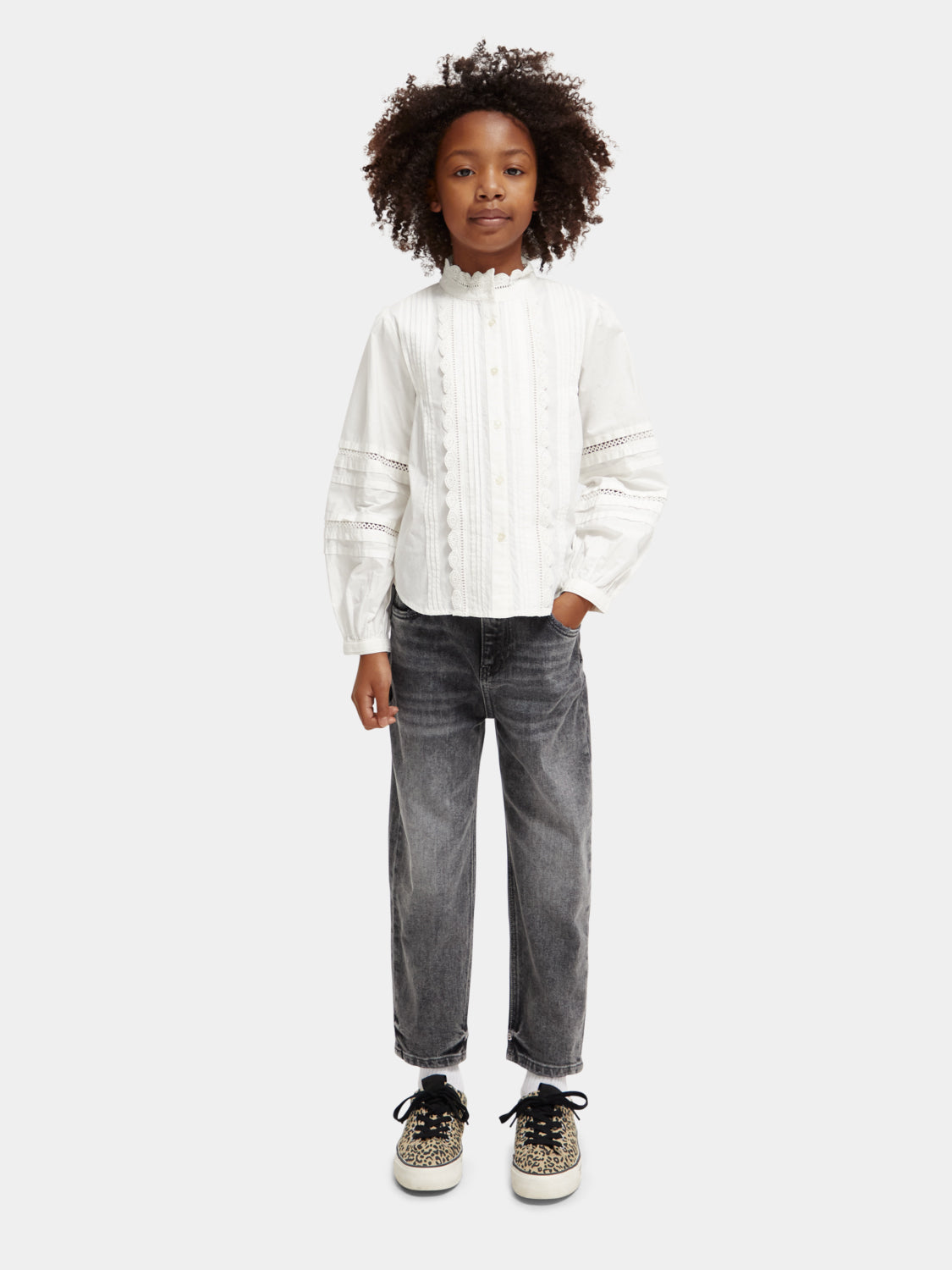 Kids - Long-sleeved broderie anglaise top - Scotch & Soda NZ