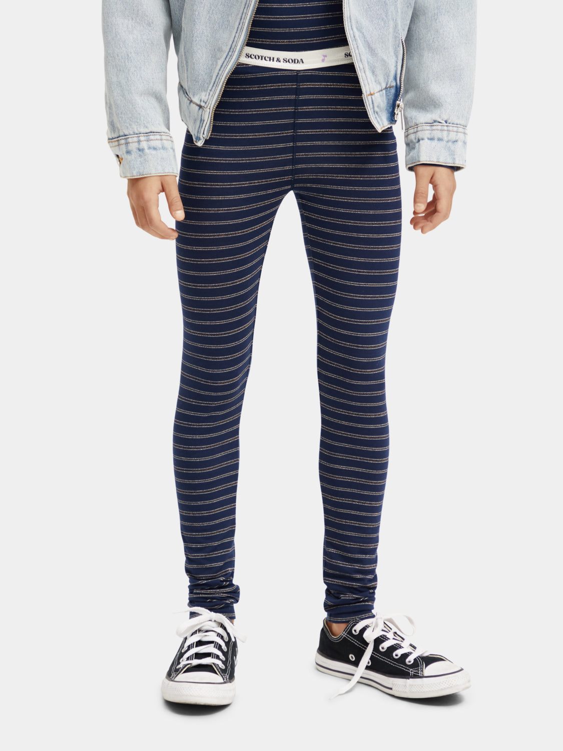 Kids - Striped glitter leggings - Scotch & Soda NZ