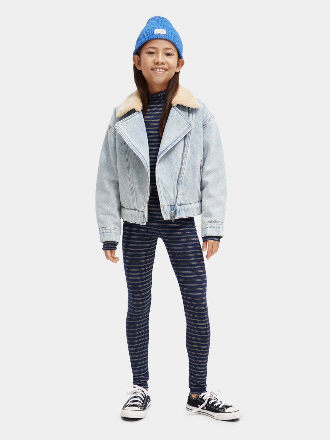 Kids - Striped glitter leggings - Scotch & Soda NZ