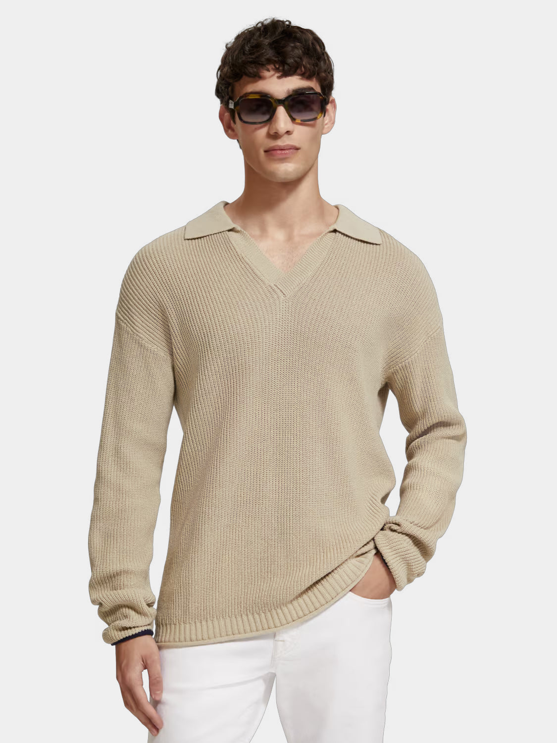 Long sleeved knit polo - Scotch & Soda NZ