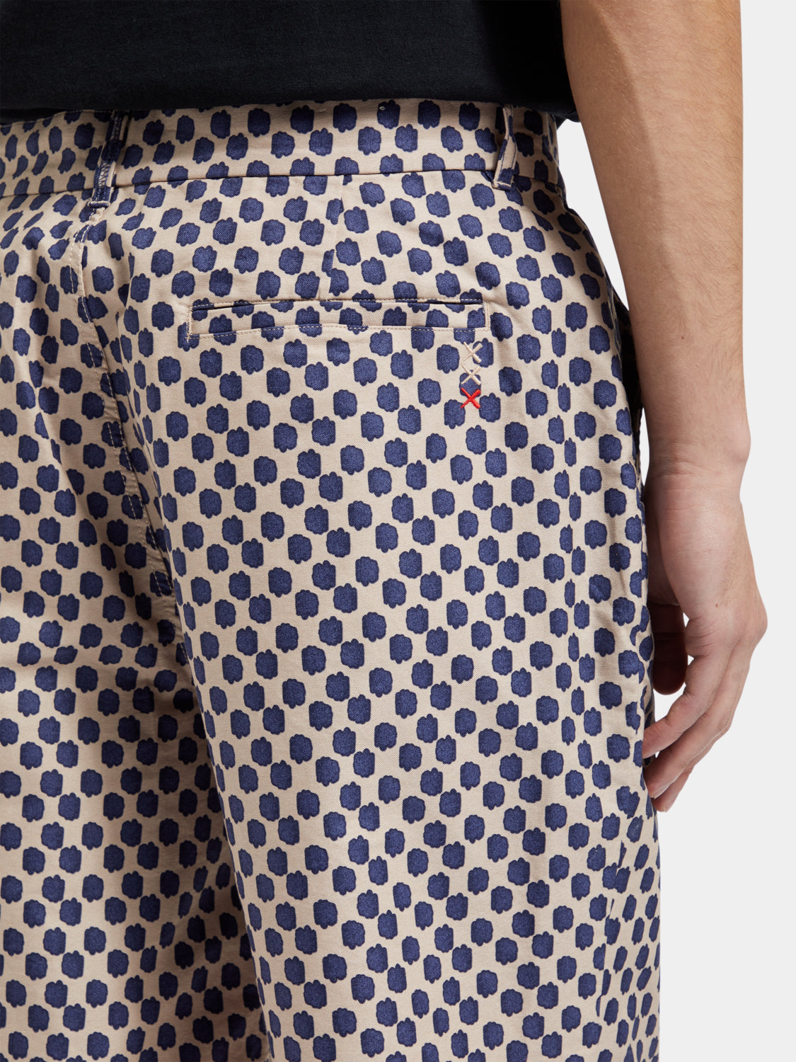 Scotch & Soda Drift printed shorts featuring a vibrant, colorful design and comfortable fit, shown on a model.