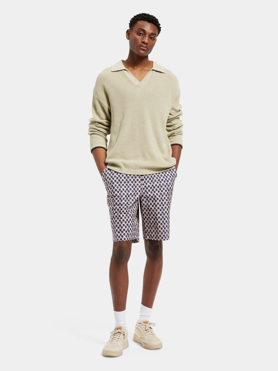 Scotch & Soda Drift printed shorts with colorful pattern, casual fit, and lightweight fabric for summer wear.