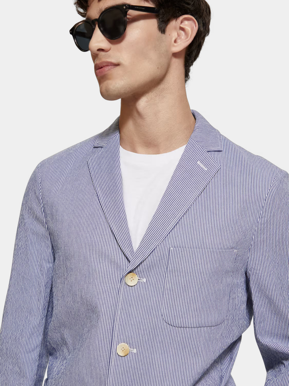 Striped seersucker blazer