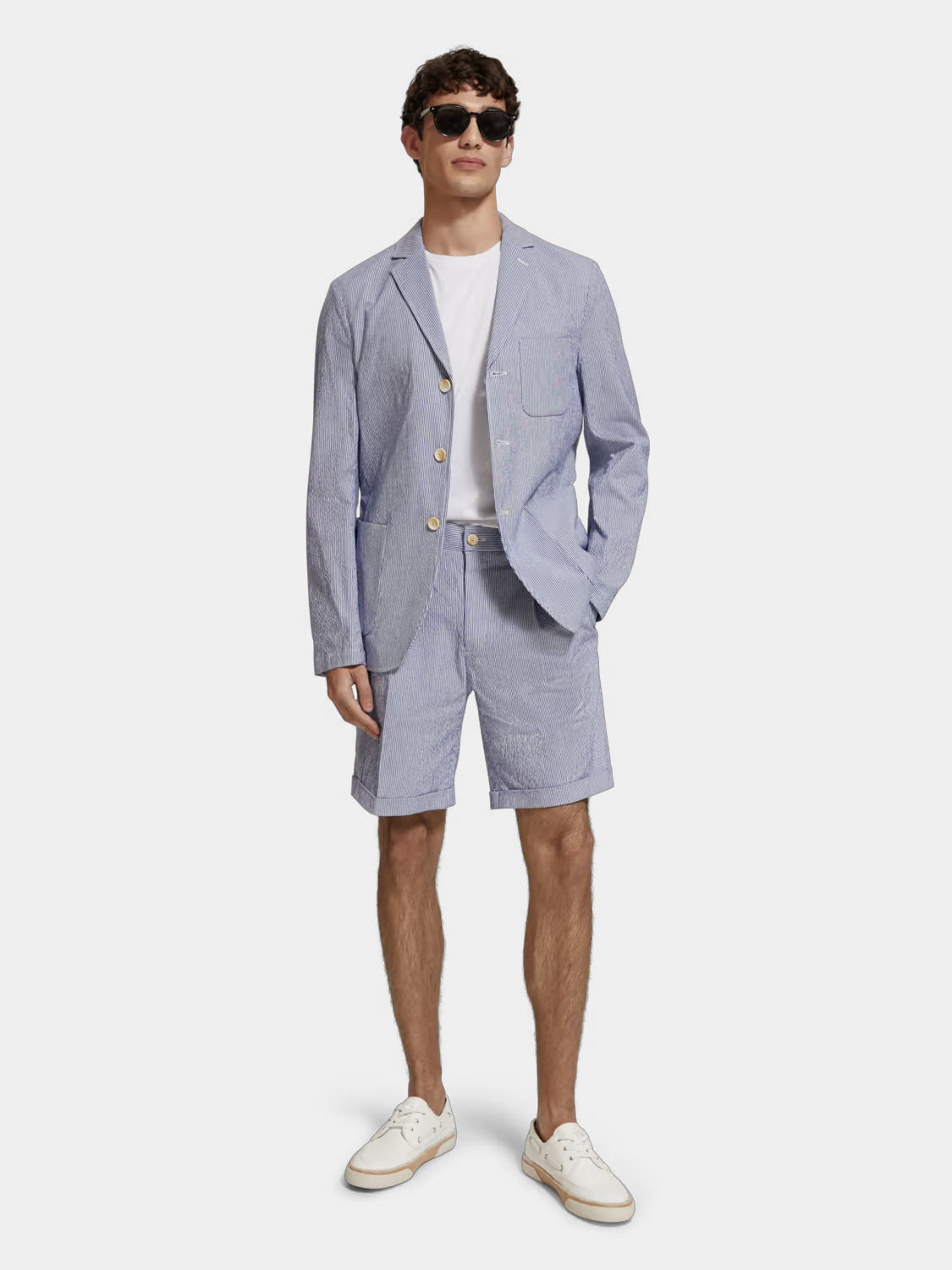 Striped seersucker blazer