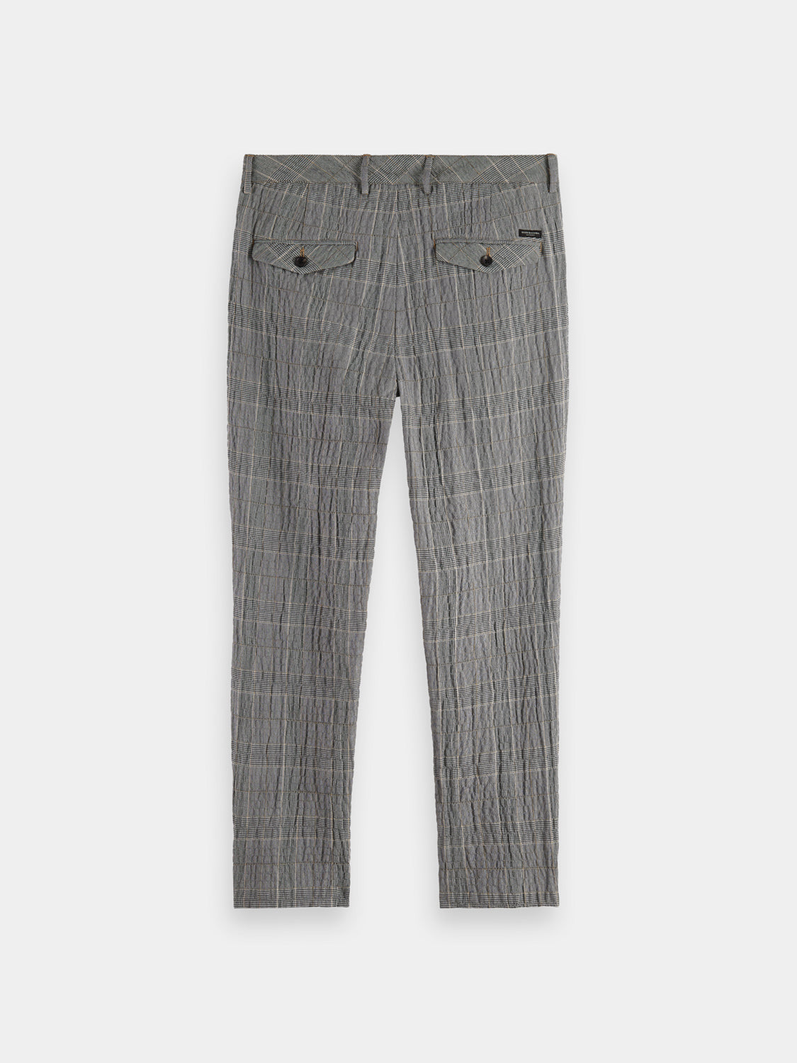 Scotch & Soda Blake slim fit chinos in dark fabric, showing the tailored pants with front and back pockets.