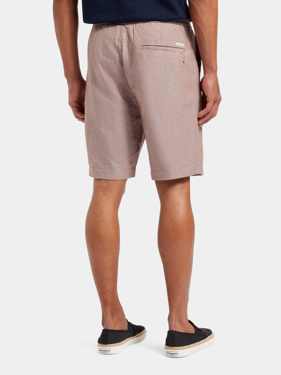 Fave cotton-linen shorts by Scotch & Soda, shown from the back with a relaxed fit and neutral fabric in a casual style.